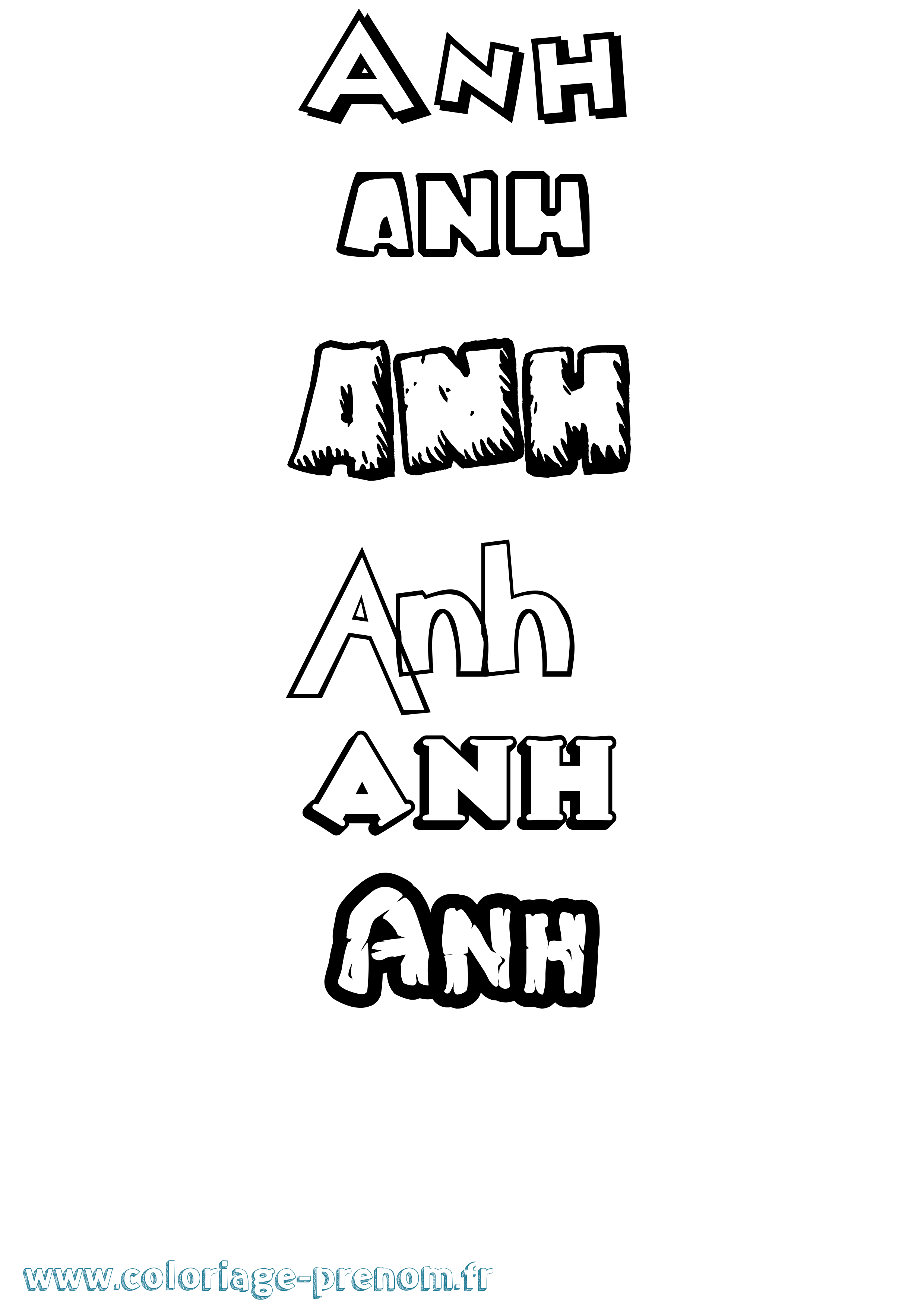 Coloriage Anh Dessin Animé Coloriage prénom Anh Dessin Animé