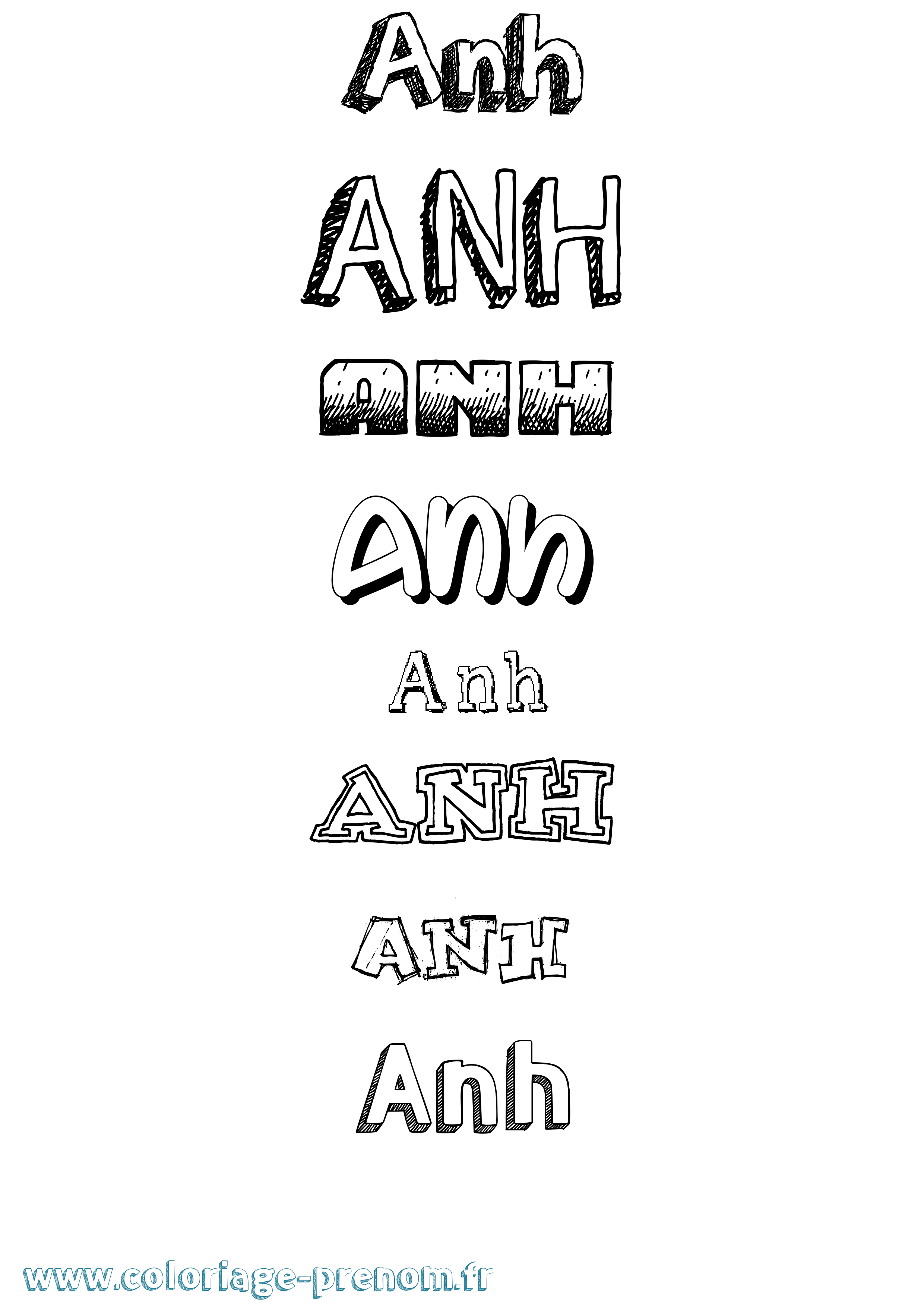 Coloriage Anh Dessiné Coloriage prénom Anh Dessiné