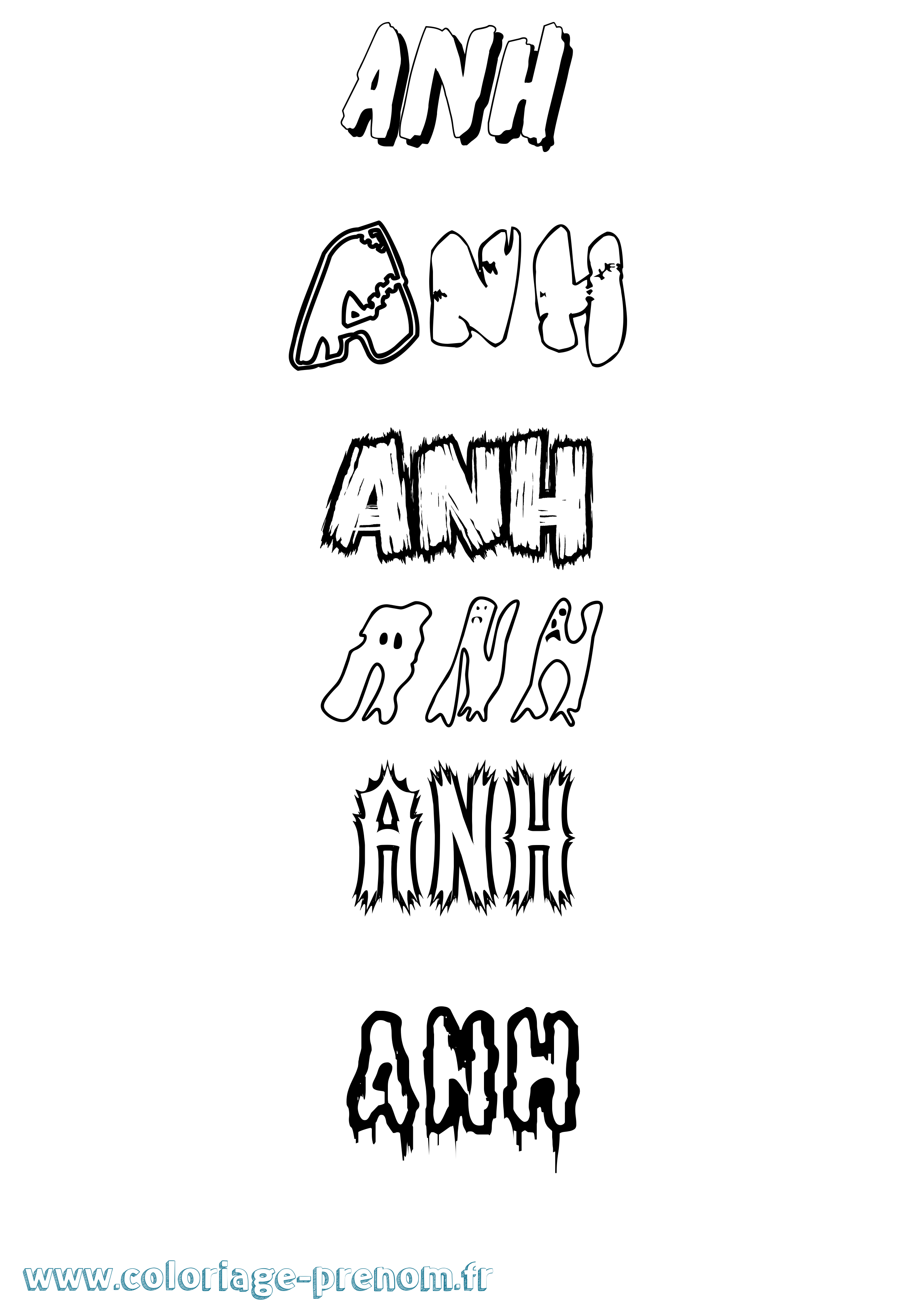Coloriage Anh Frisson Coloriage prénom Anh Frisson