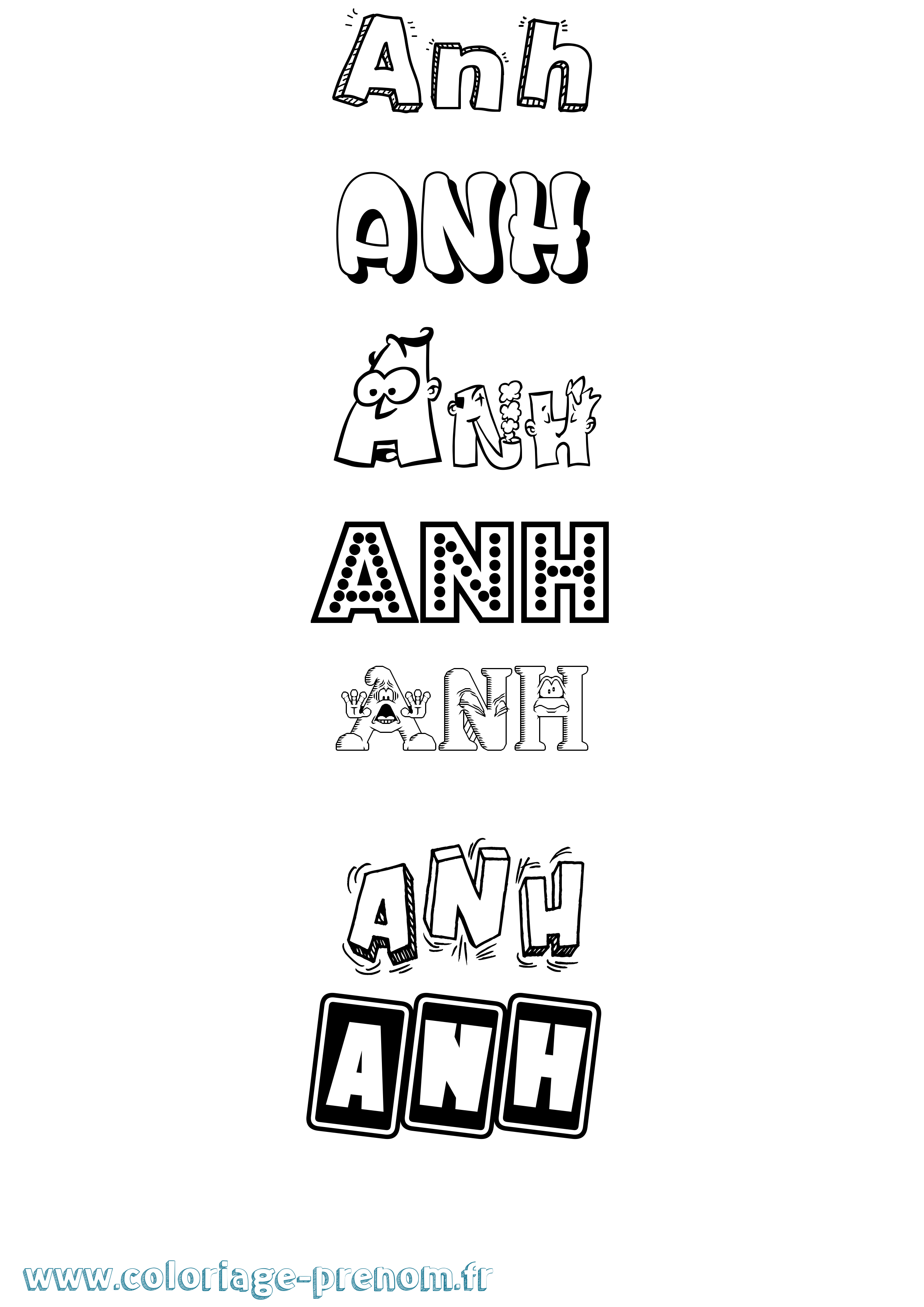 Coloriage Anh Fun Coloriage prénom Anh Fun