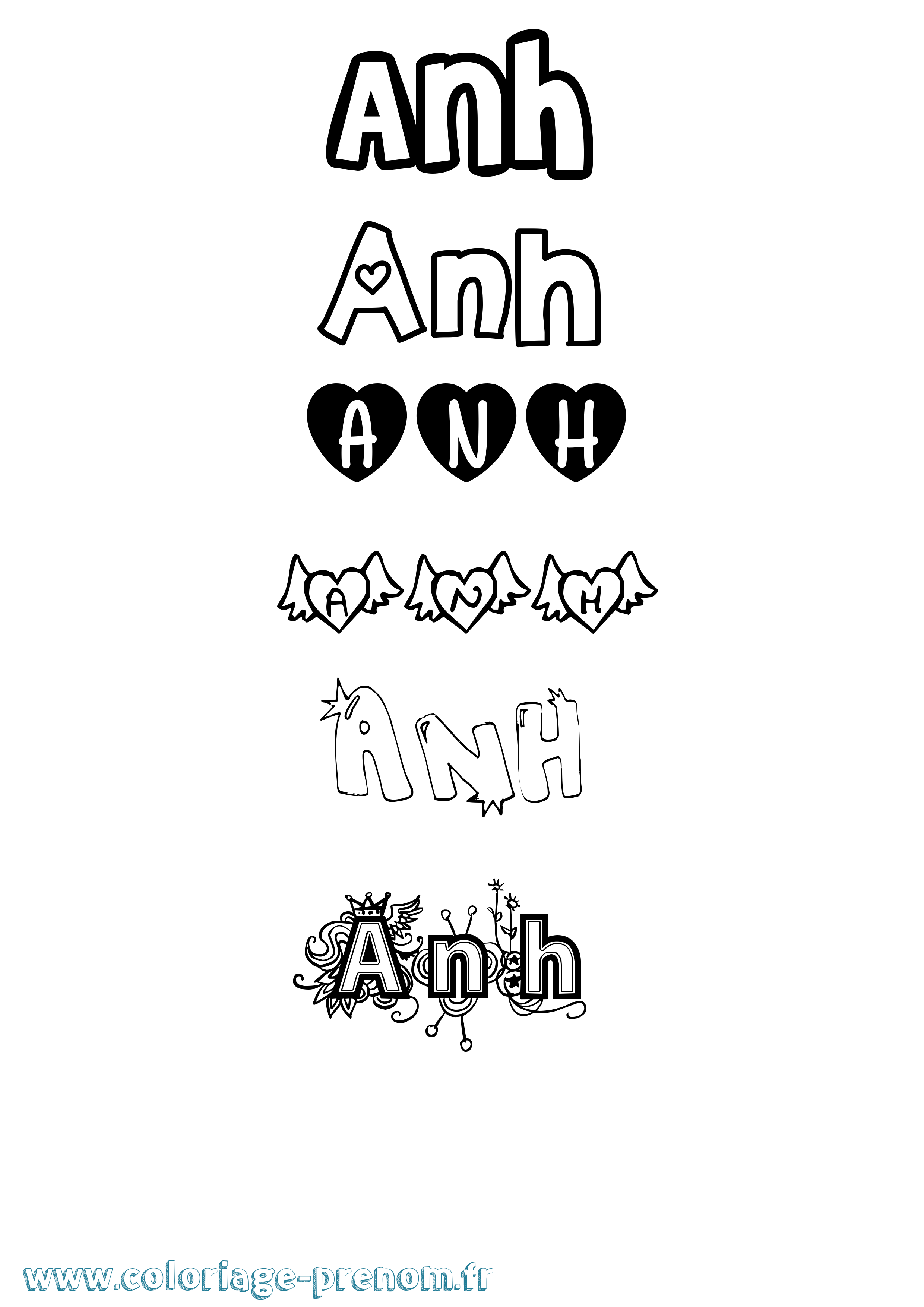 Coloriage Anh Girly Coloriage prénom Anh Girly