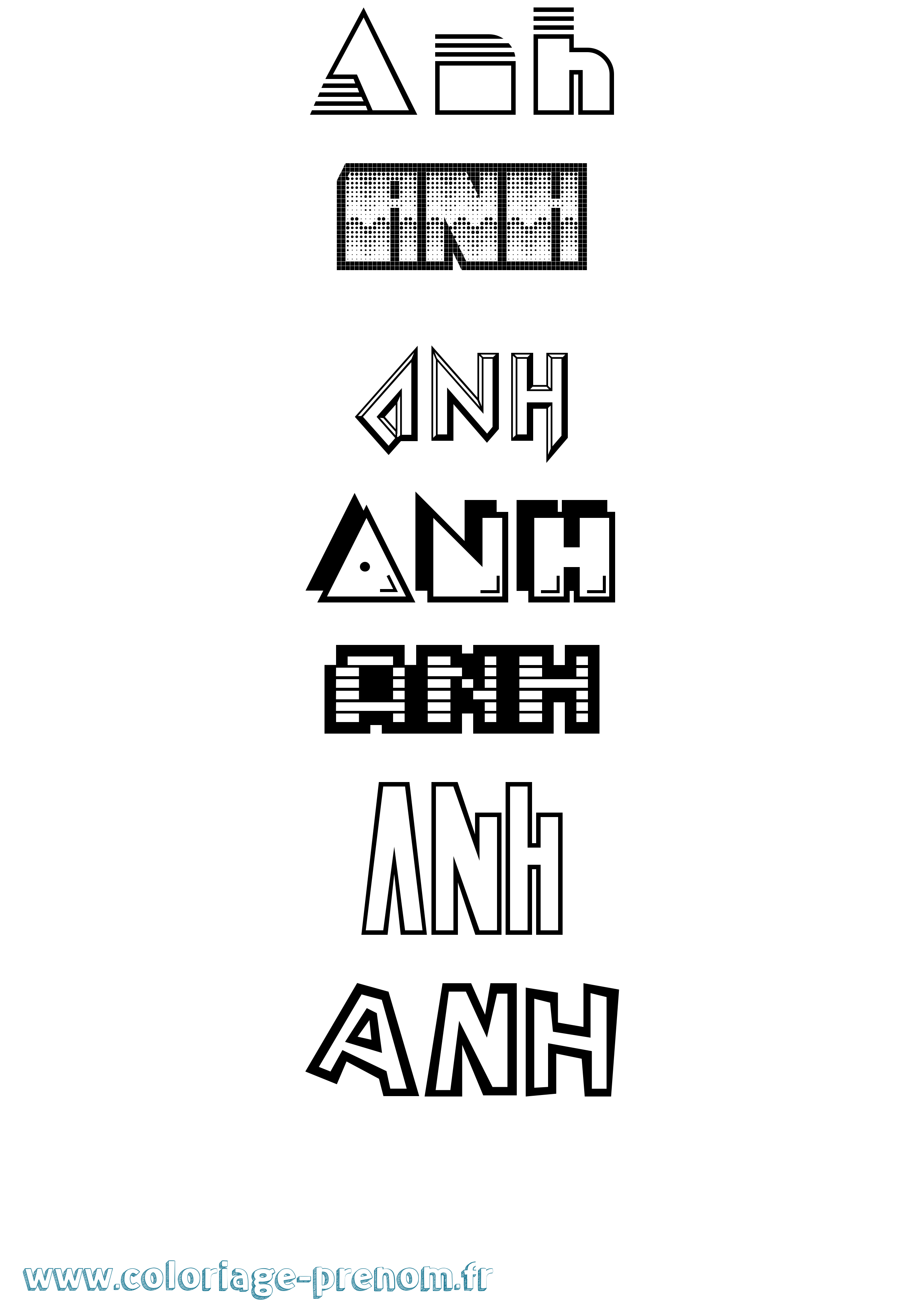 Coloriage Anh Jeux Vidéos Coloriage prénom Anh Jeux Vidéos