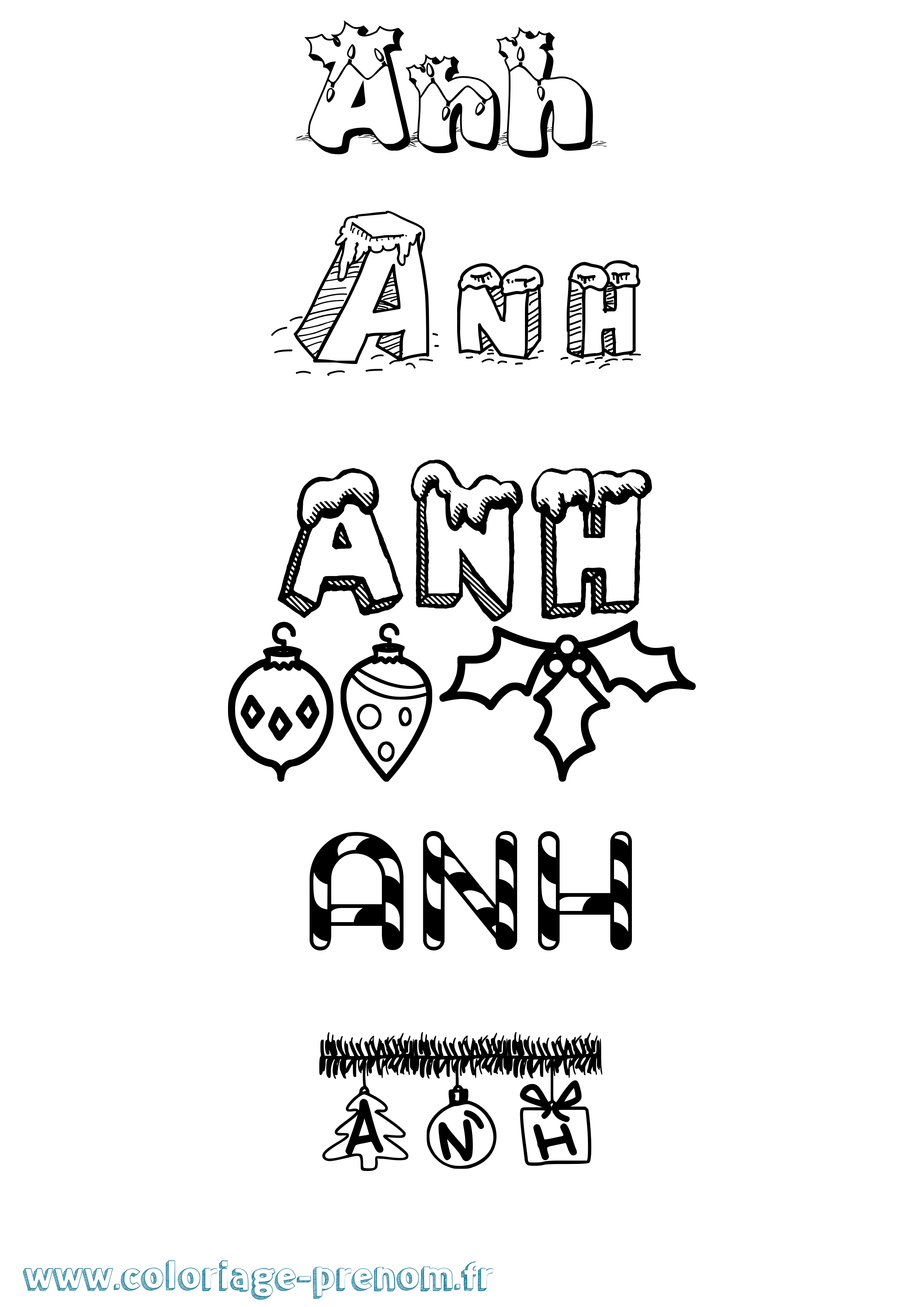Coloriage Anh Noël Coloriage prénom Anh Noël