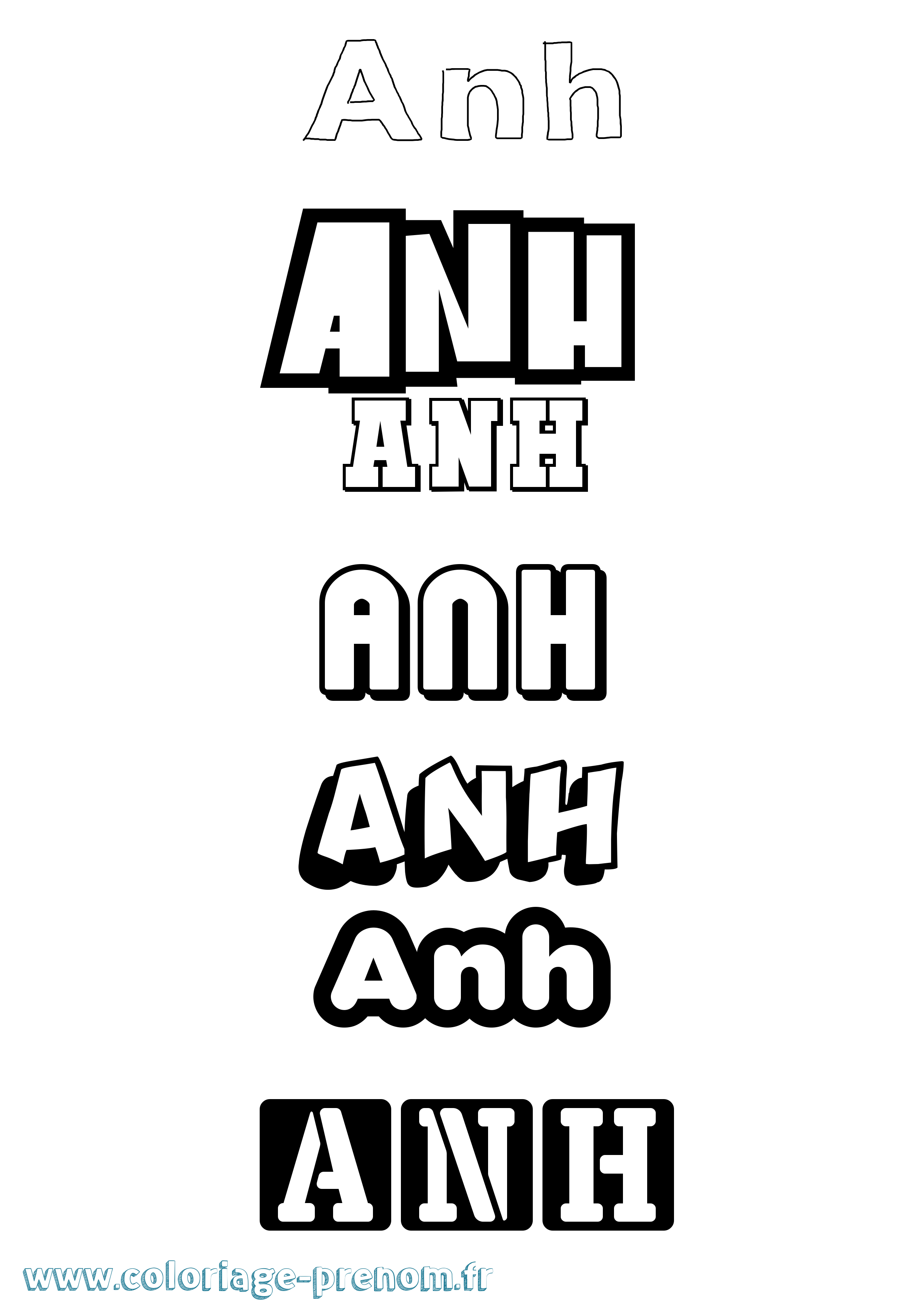 Coloriage Anh Simple Coloriage prénom Anh Simple