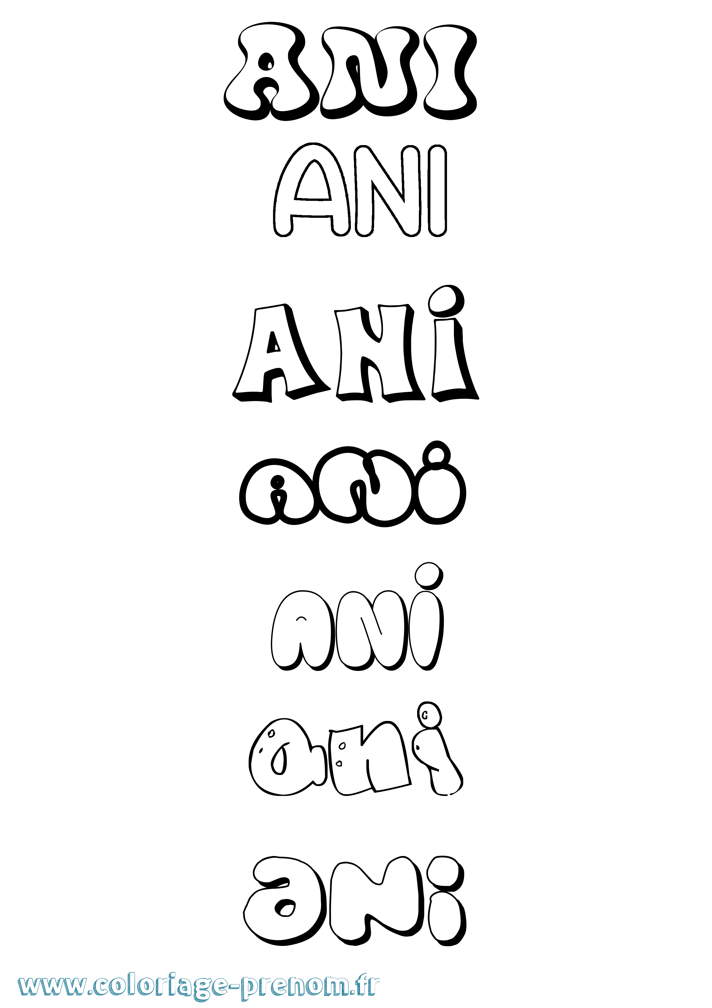 Coloriage Ani Bubble Coloriage prénom Ani Bubble