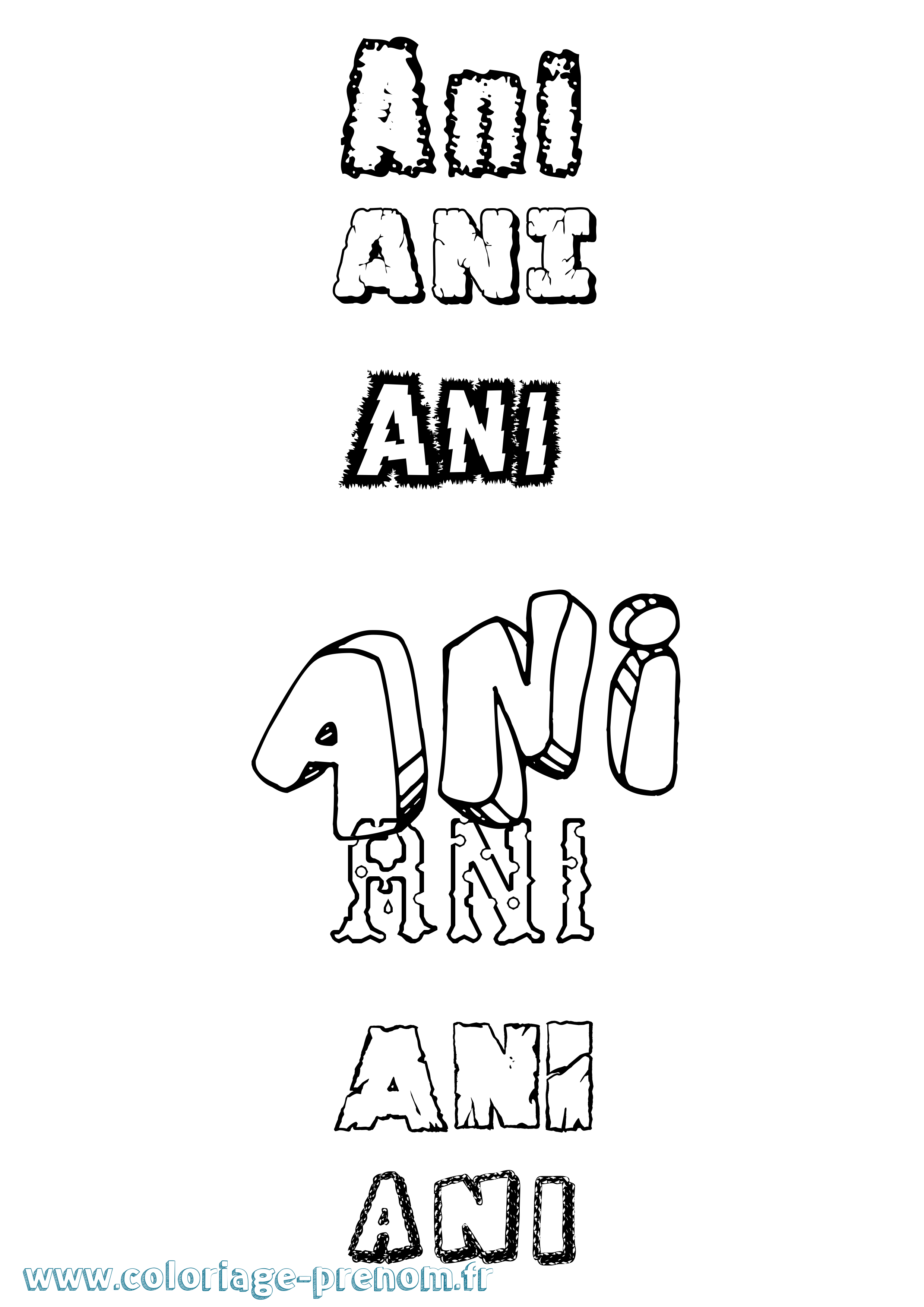 Coloriage Ani Destructuré Coloriage prénom Ani Destructuré