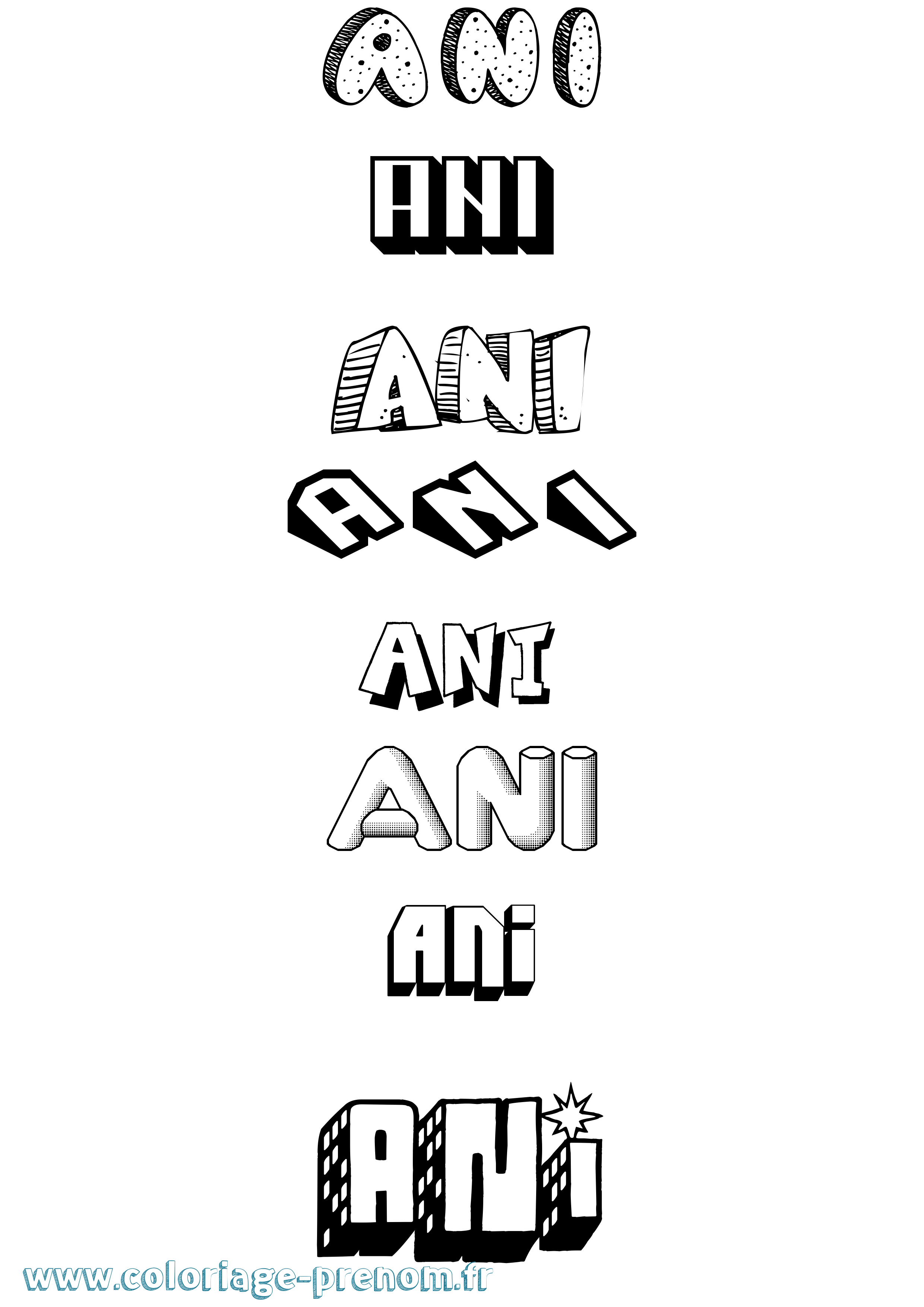 Coloriage Ani Effet 3D Coloriage prénom Ani Effet 3D