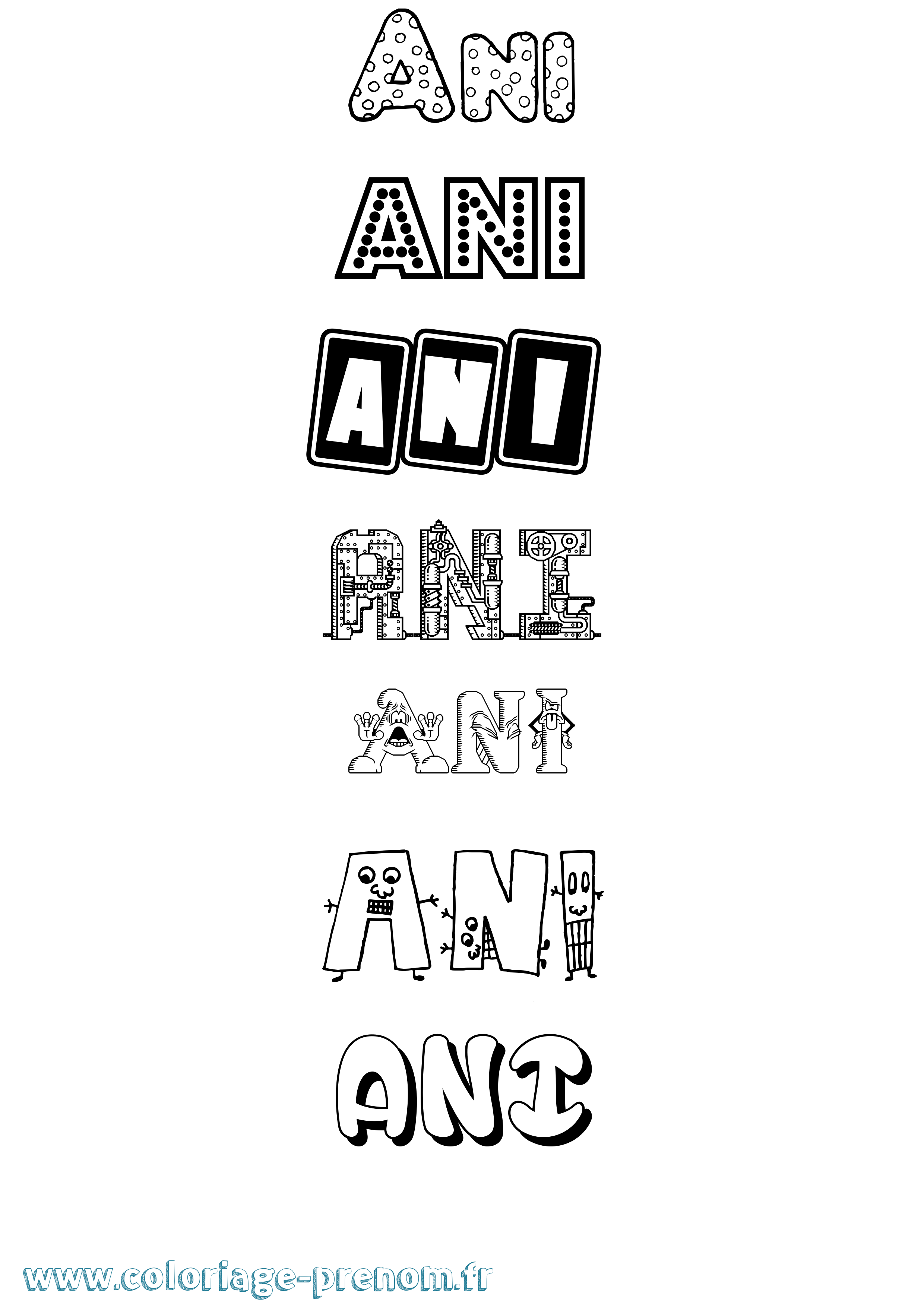 Coloriage Ani Fun Coloriage prénom Ani Fun