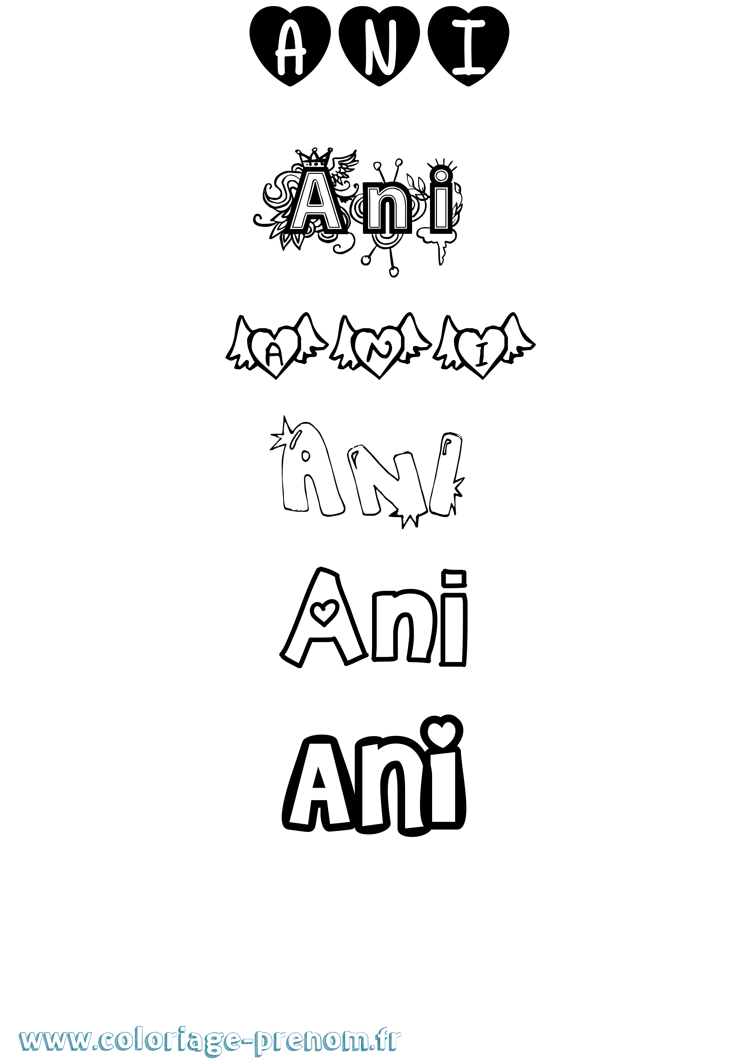 Coloriage Ani Girly Coloriage prénom Ani Girly