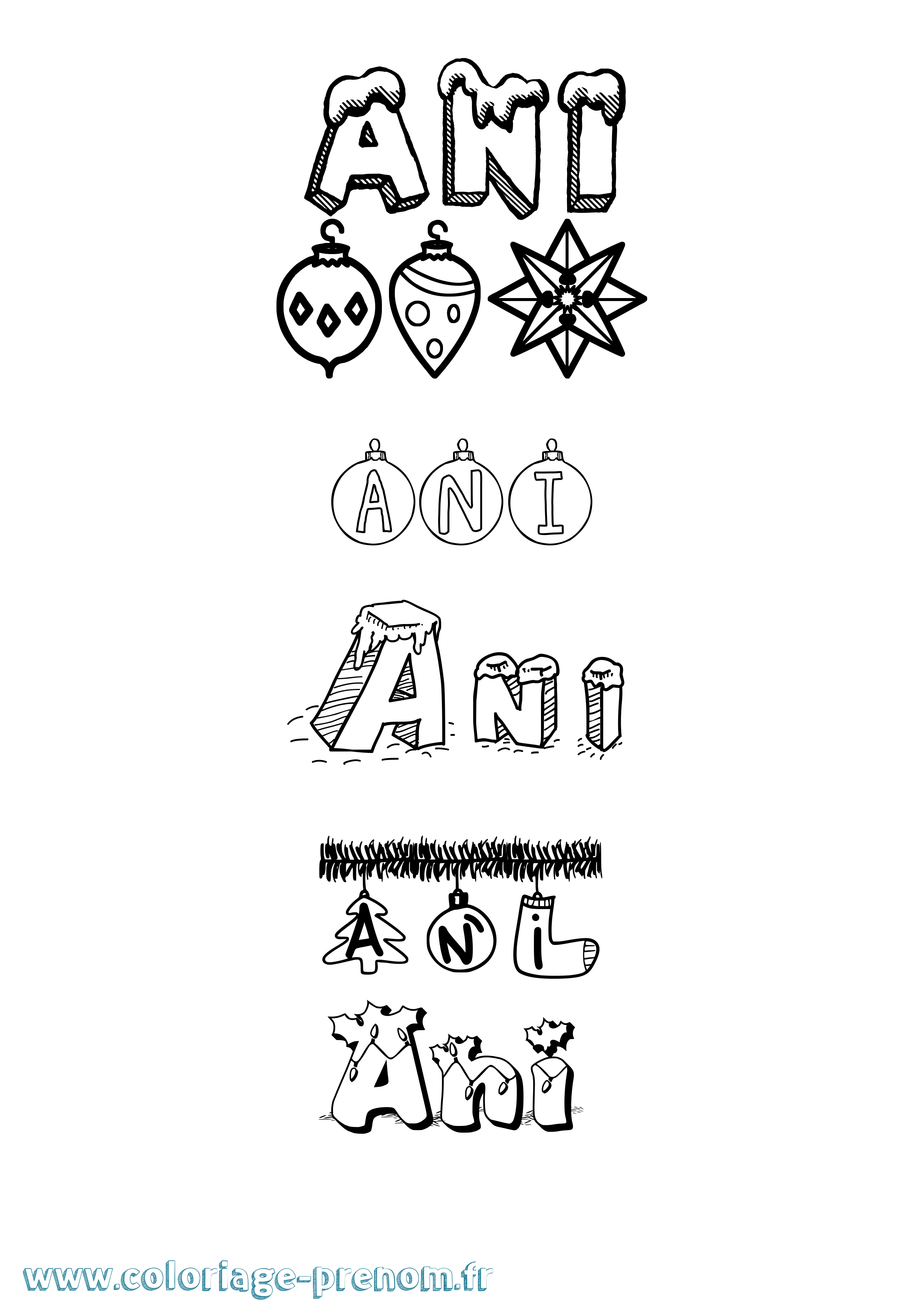 Coloriage Ani Noël Coloriage prénom Ani Noël