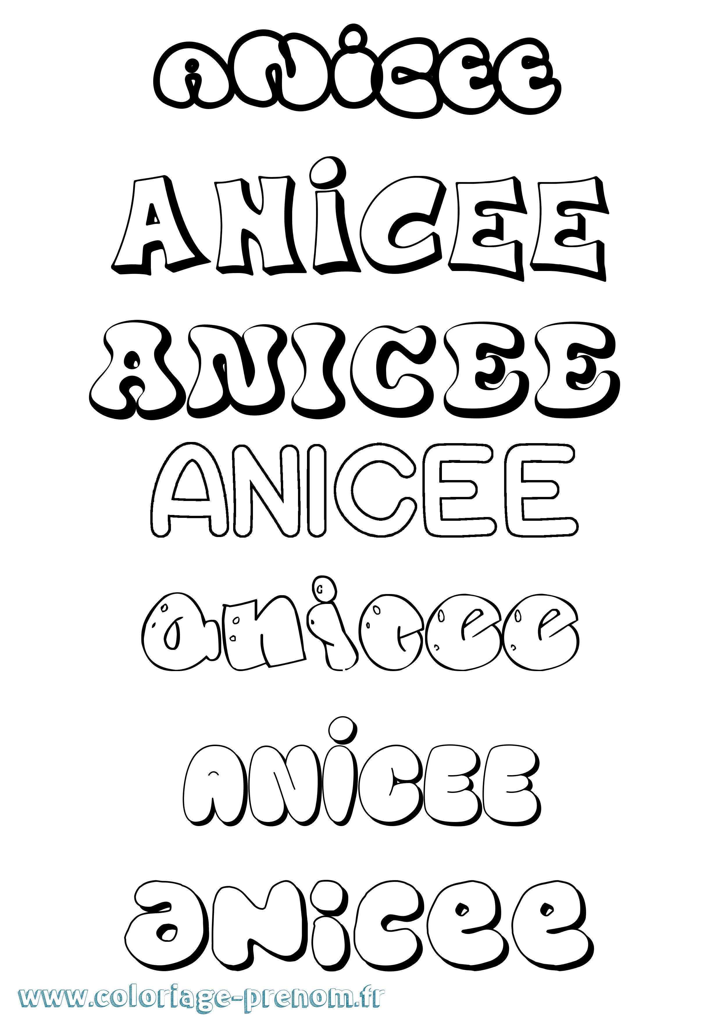 Coloriage Anicee Bubble Coloriage prénom Anicee Bubble