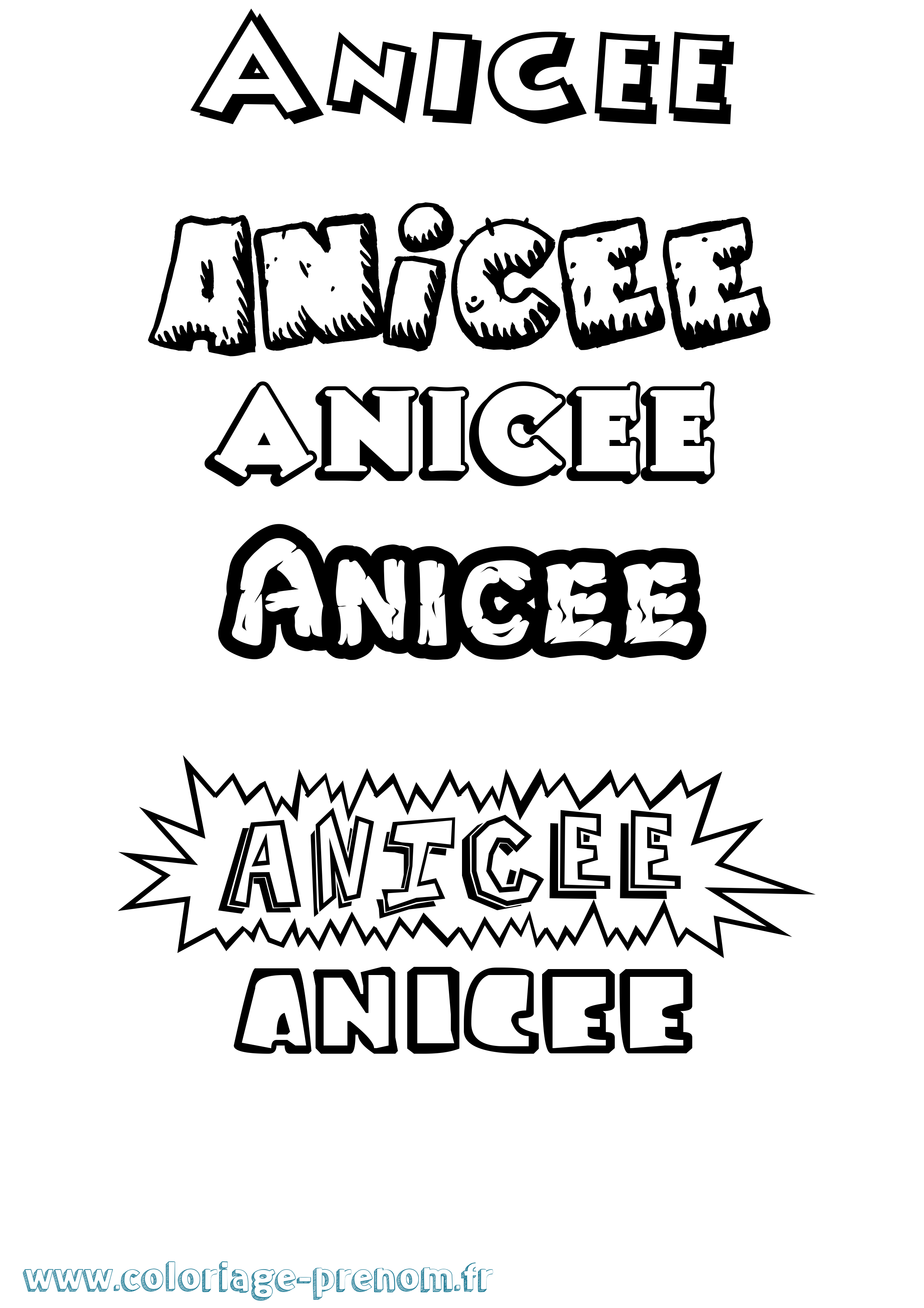 Coloriage Anicee Dessin Animé Coloriage prénom Anicee Dessin Animé