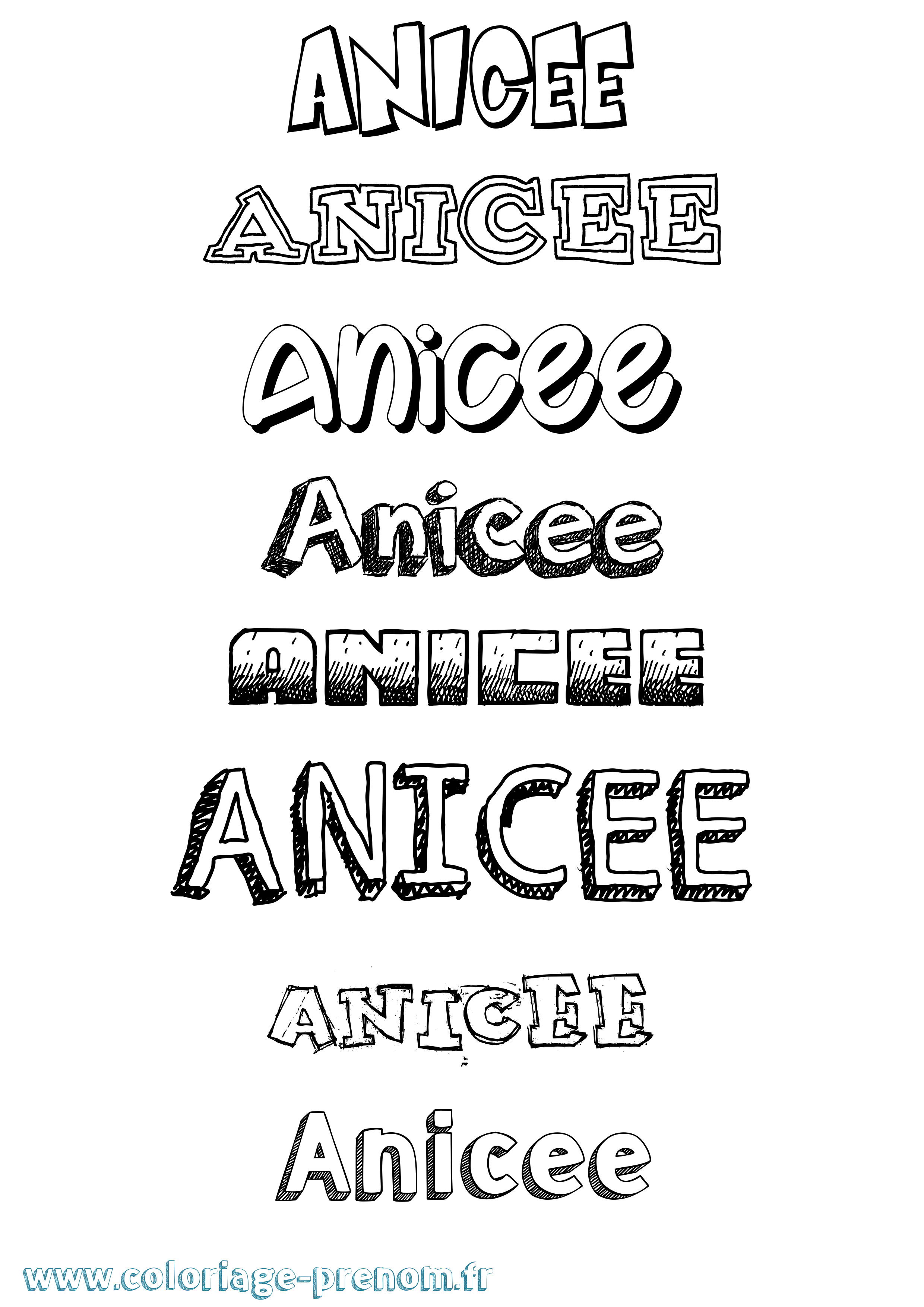 Coloriage Anicee Dessiné Coloriage prénom Anicee Dessiné