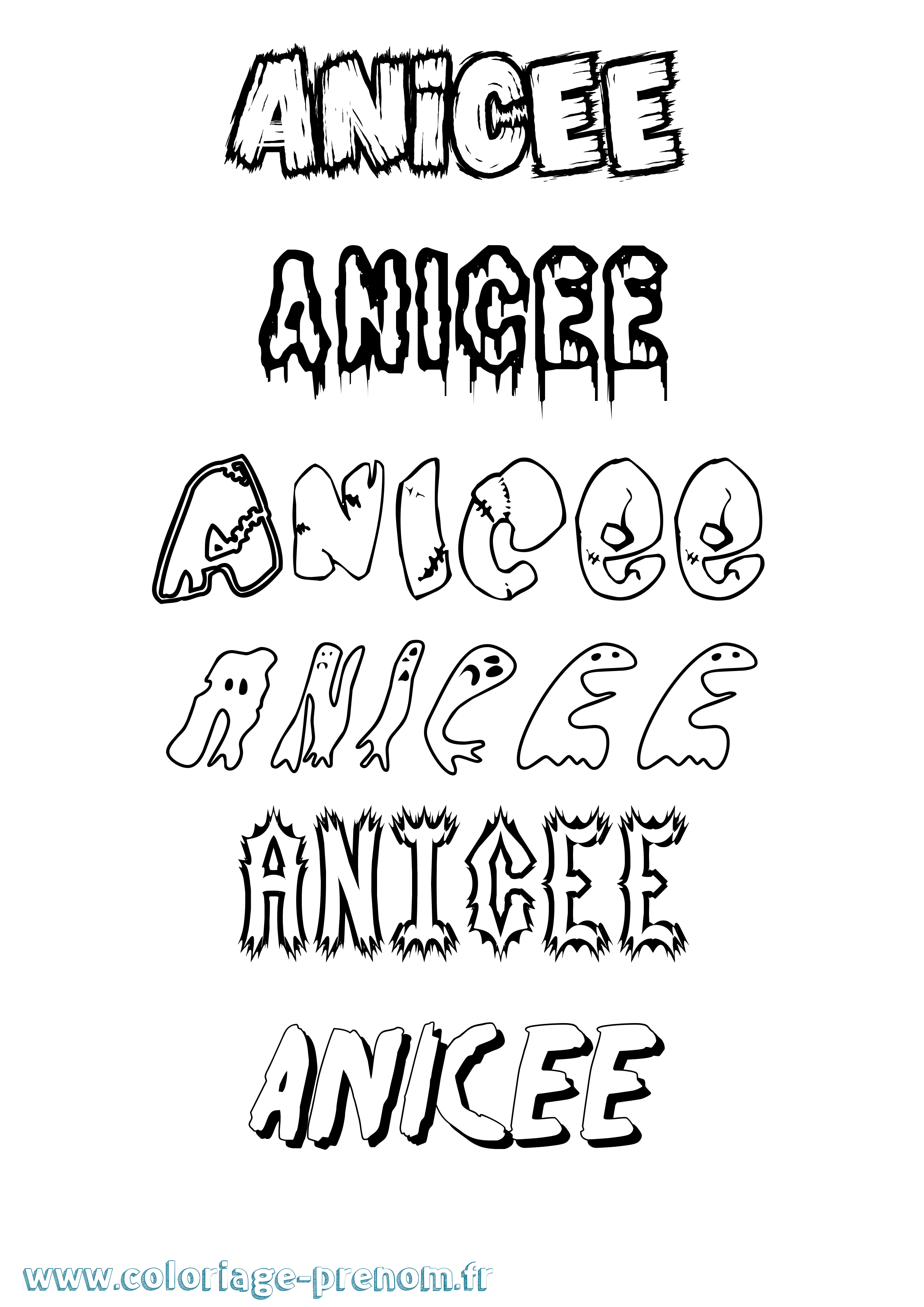 Coloriage Anicee Frisson Coloriage prénom Anicee Frisson
