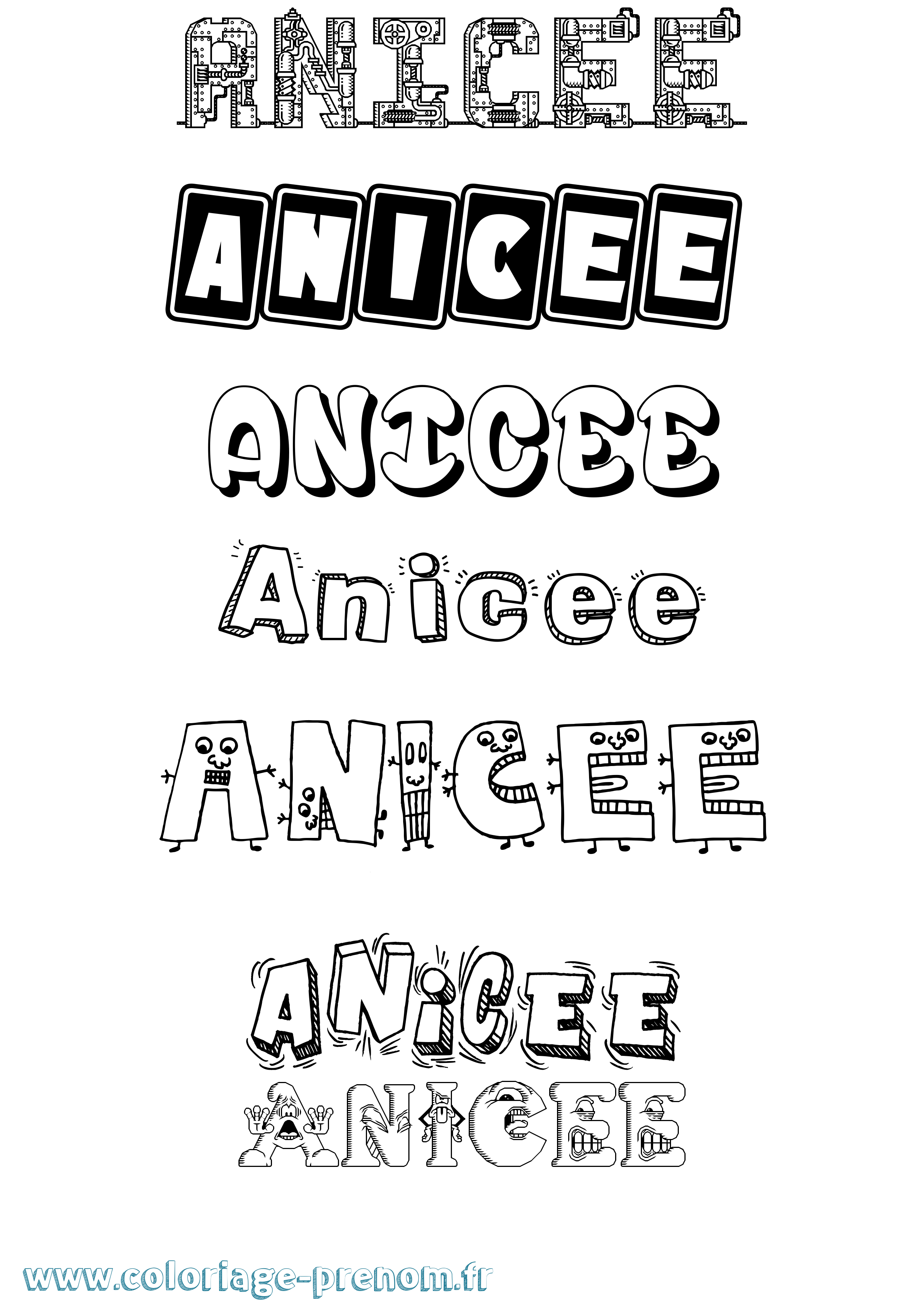 Coloriage Anicee Fun Coloriage prénom Anicee Fun