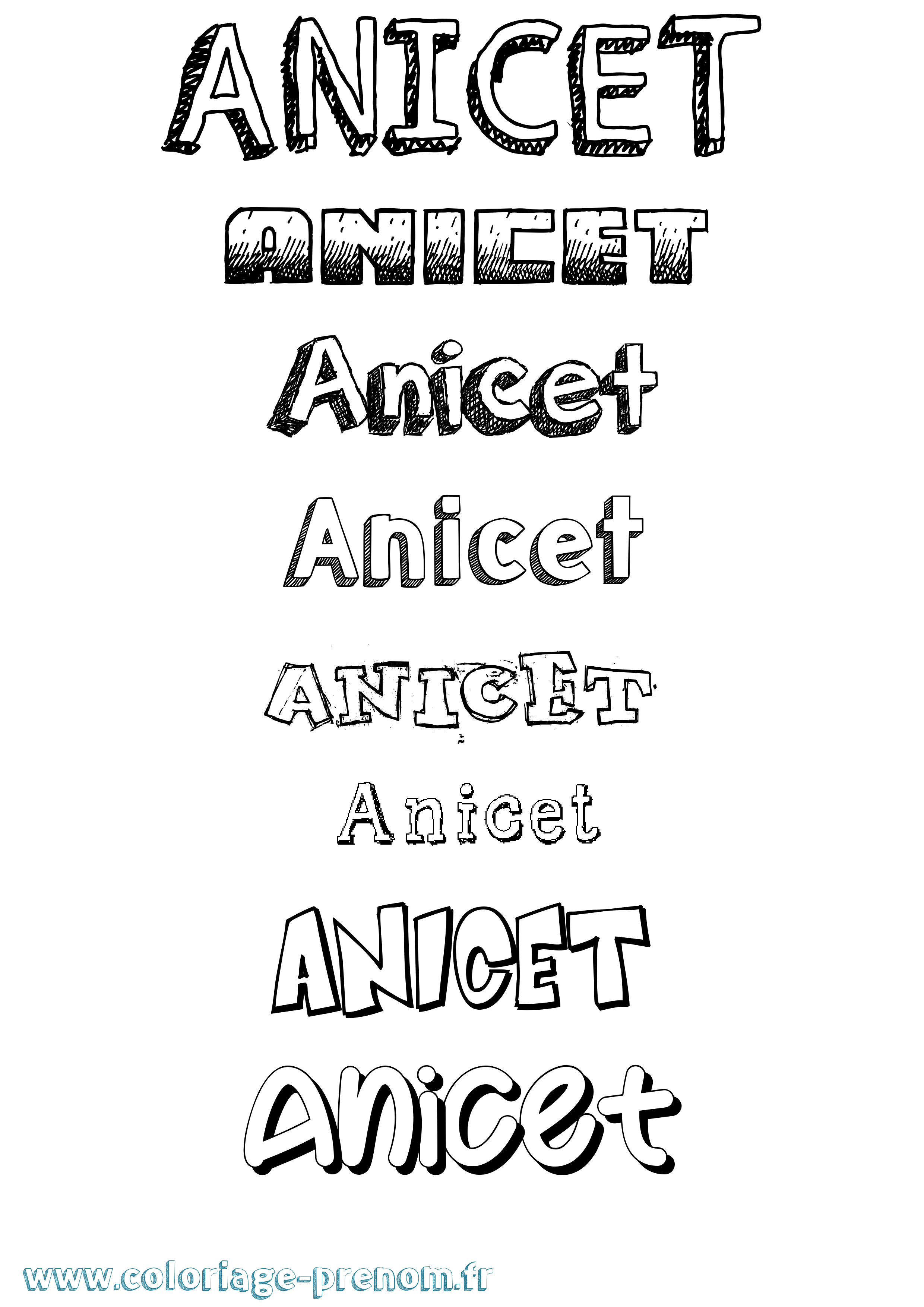 Coloriage Anicet Dessiné Coloriage prénom Anicet Dessiné