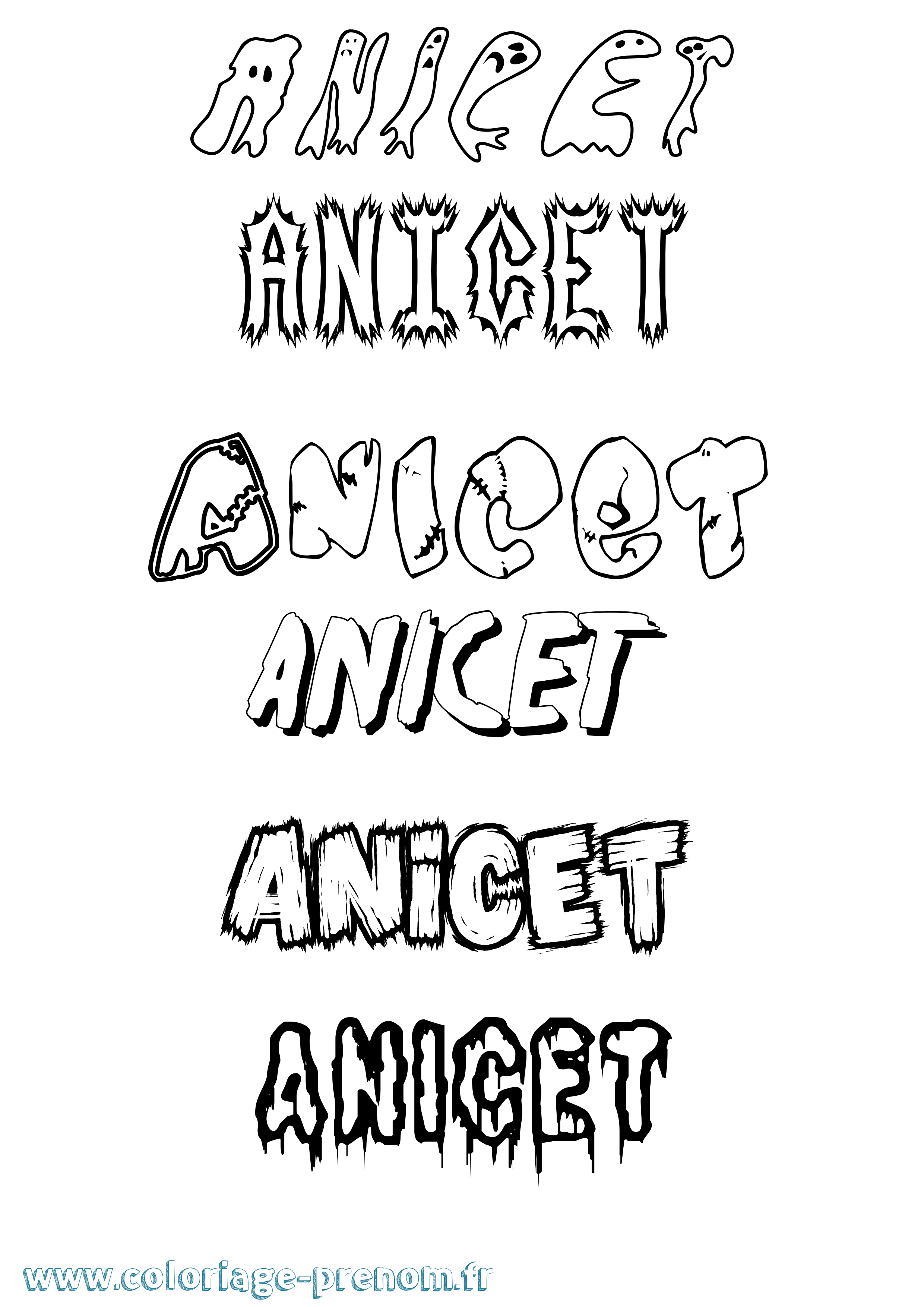 Coloriage Anicet Frisson Coloriage prénom Anicet Frisson