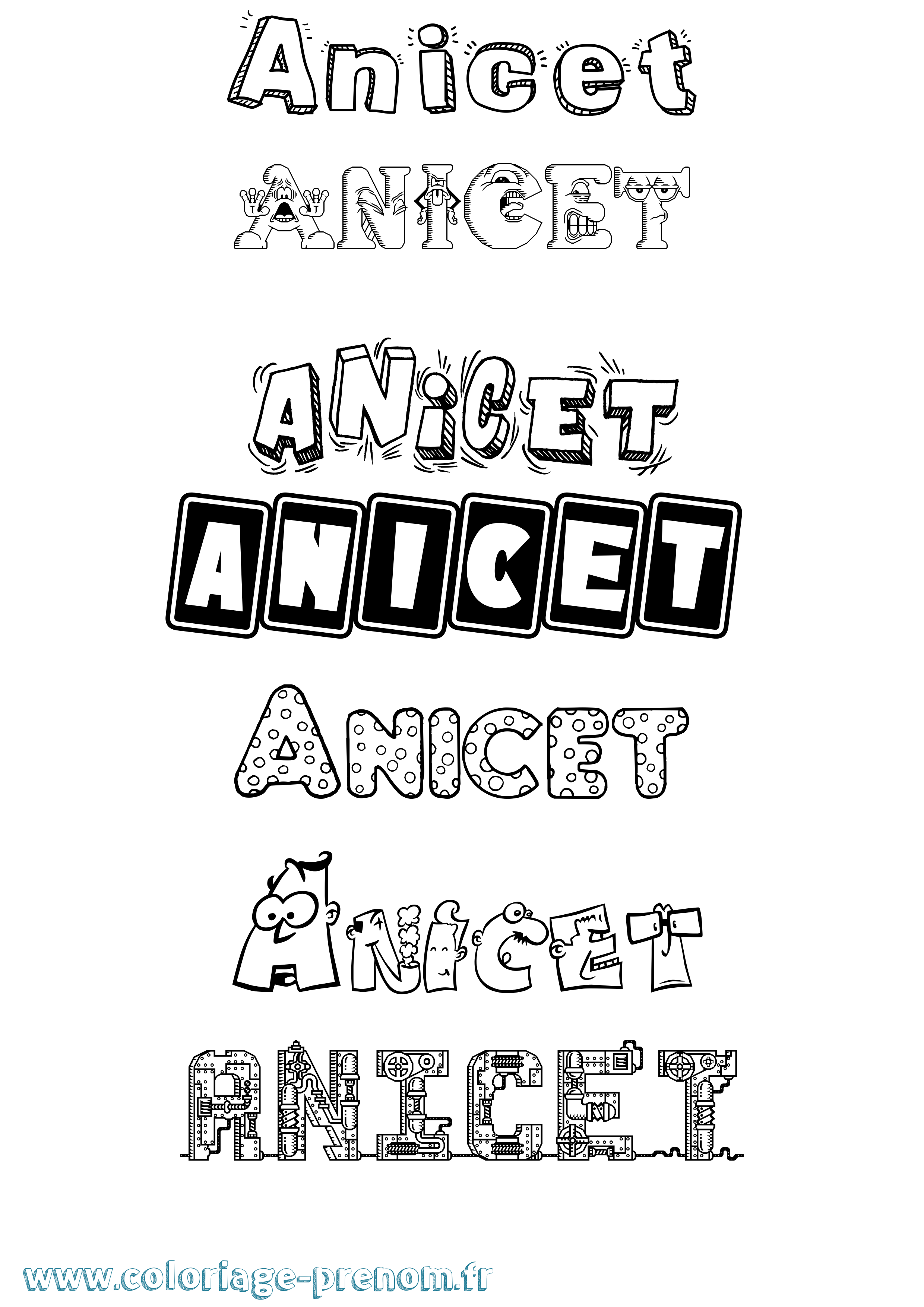 Coloriage Anicet Fun Coloriage prénom Anicet Fun