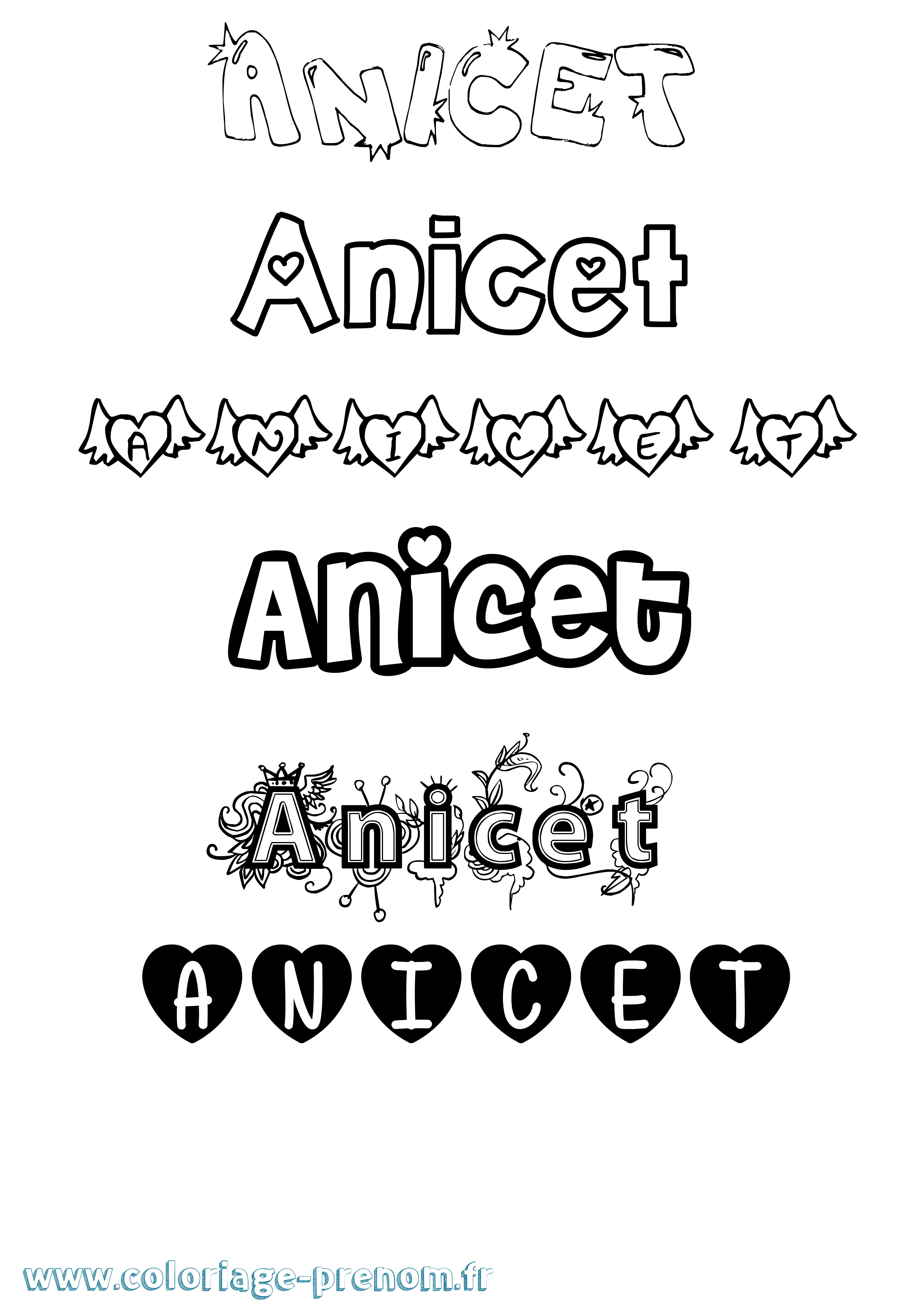 Coloriage Anicet Girly Coloriage prénom Anicet Girly