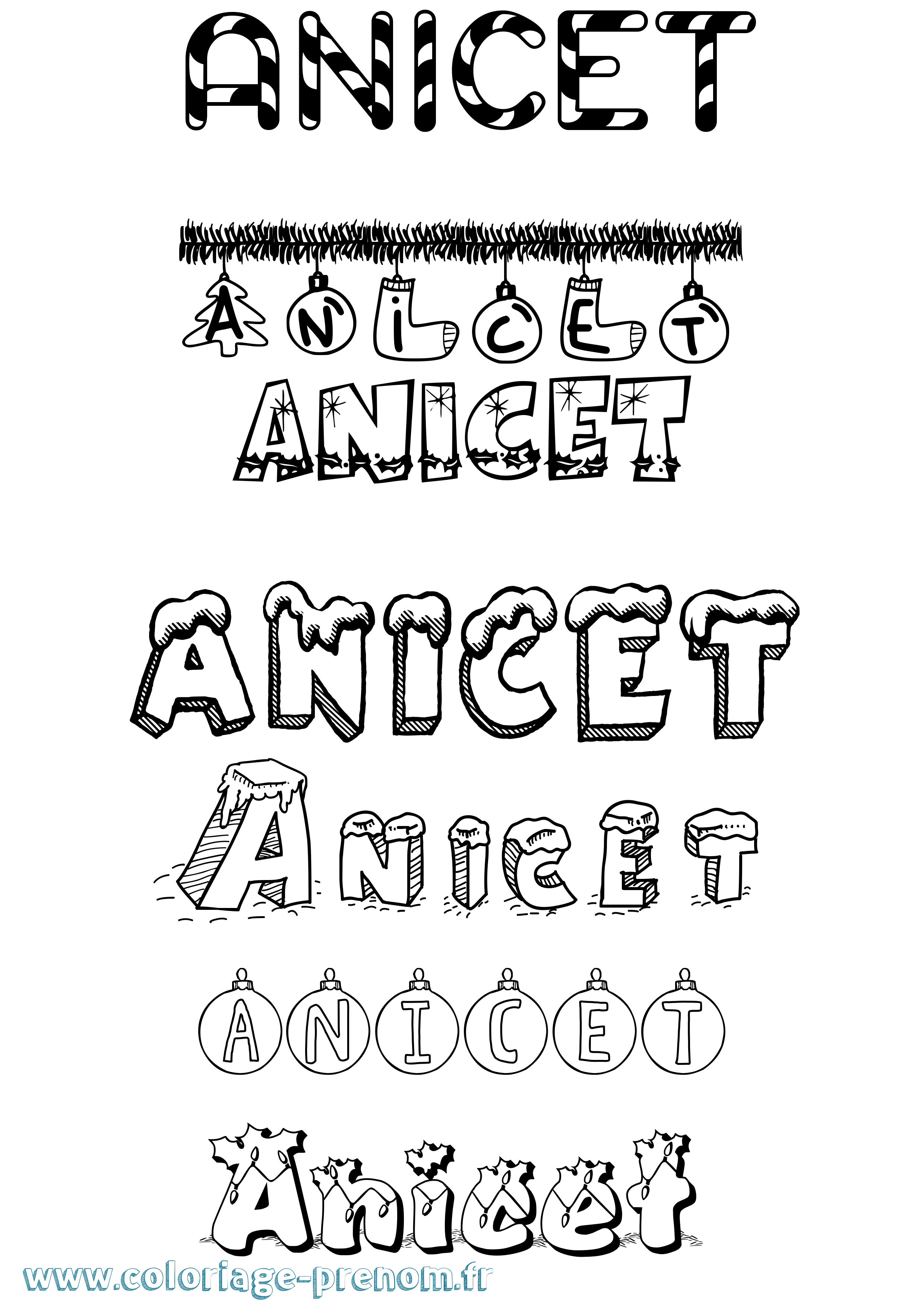 Coloriage Anicet Noël Coloriage prénom Anicet Noël