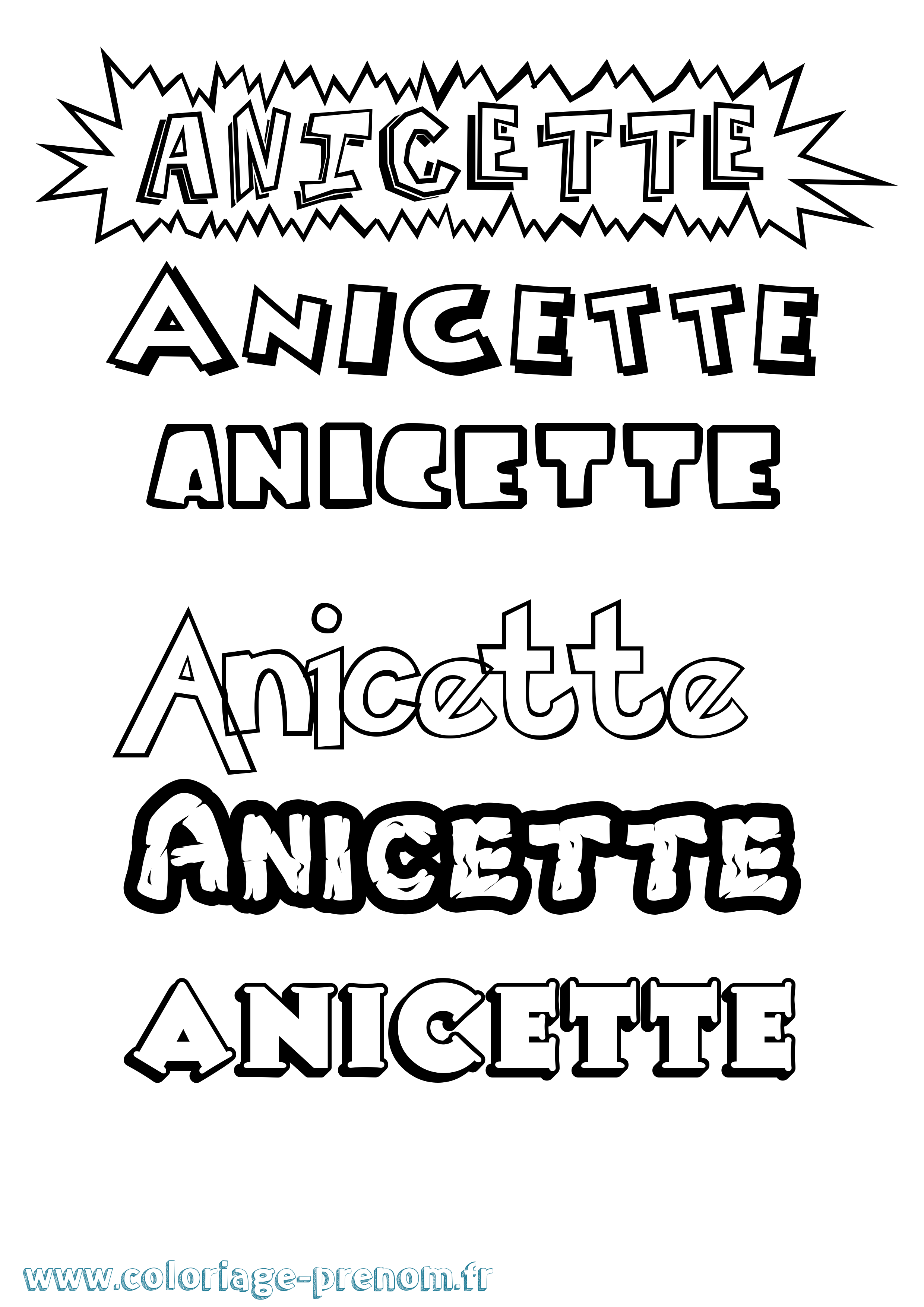 Coloriage Anicette Dessin Animé Coloriage prénom Anicette Dessin Animé