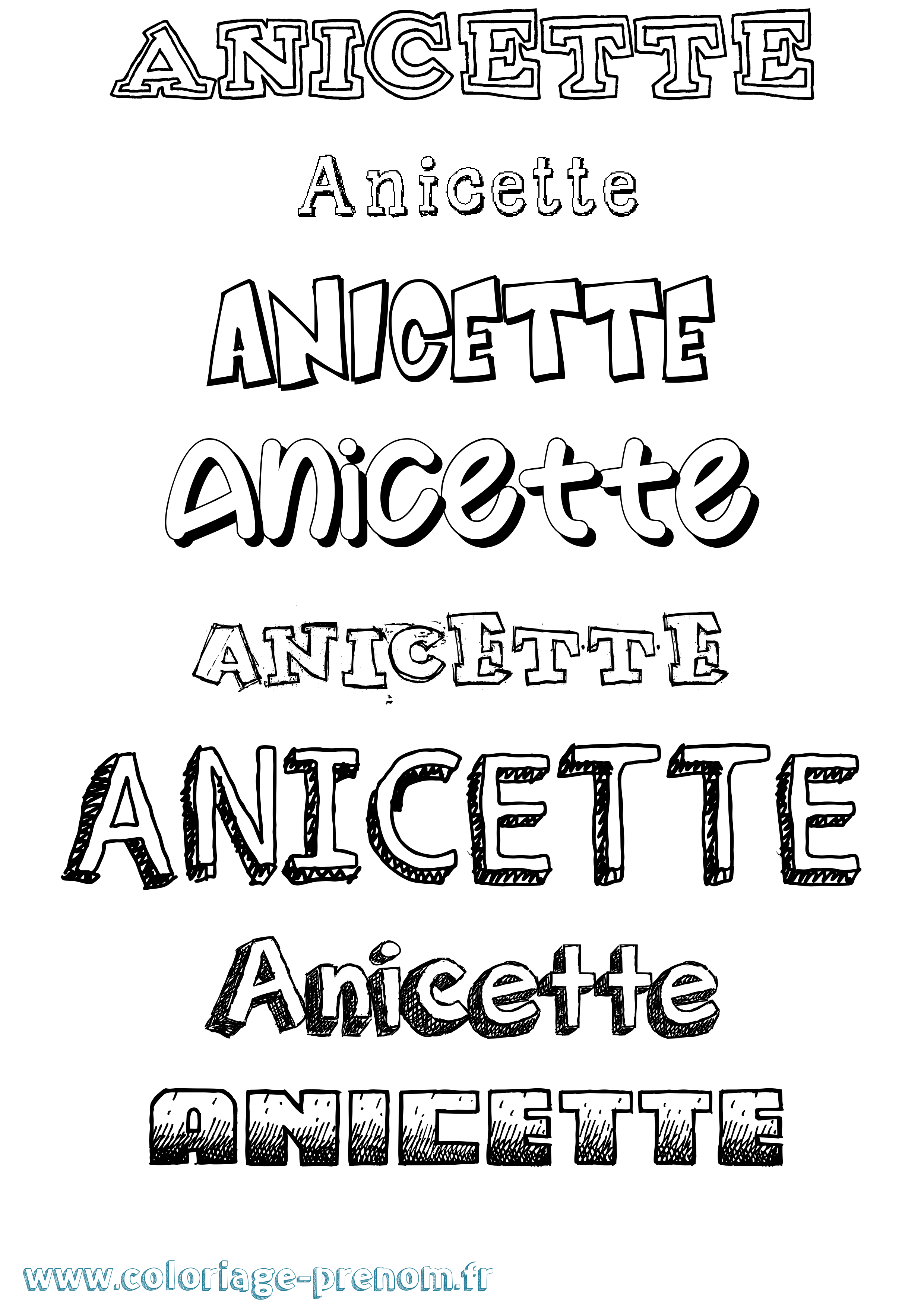 Coloriage Anicette Dessiné Coloriage prénom Anicette Dessiné