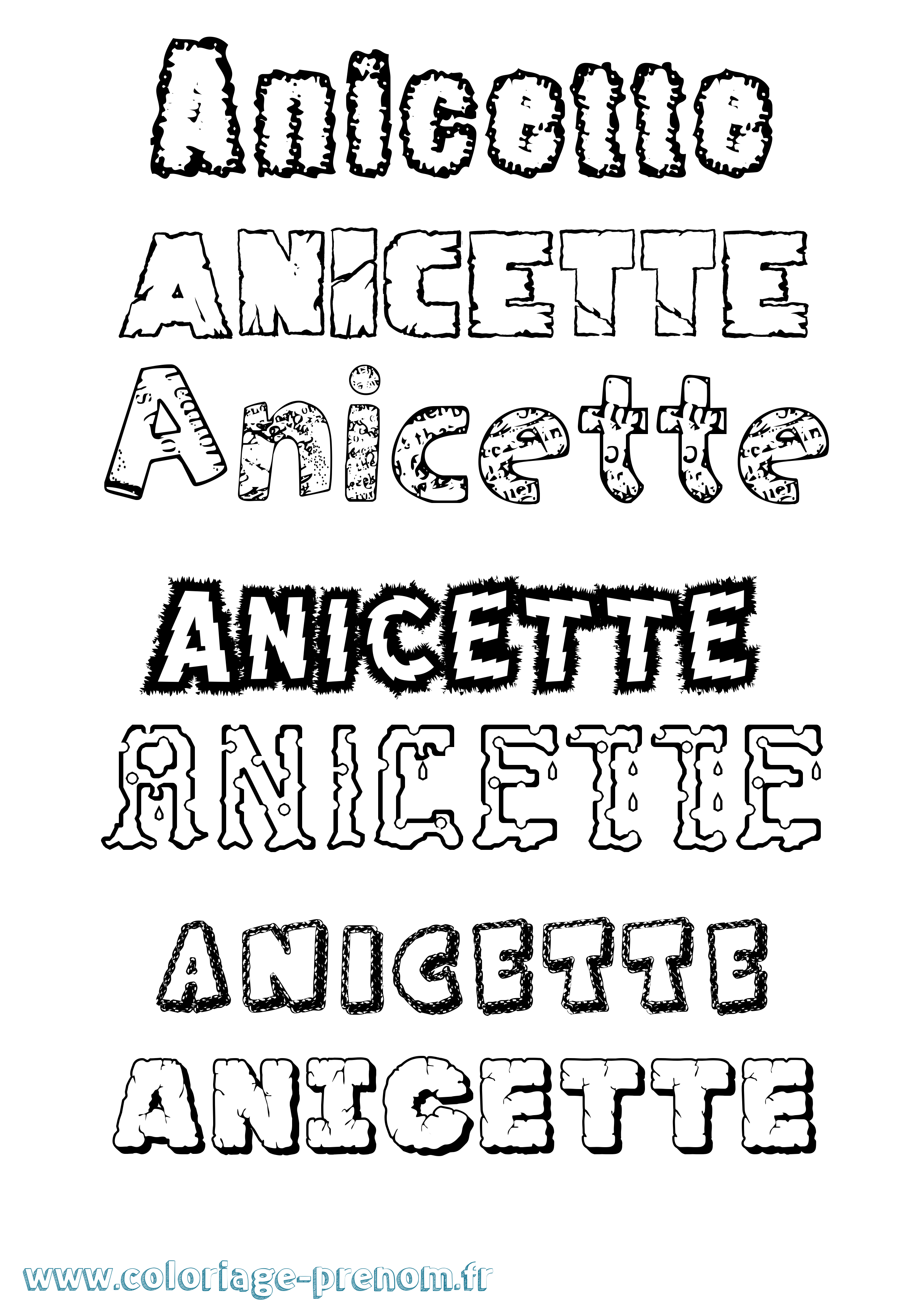 Coloriage Anicette Destructuré Coloriage prénom Anicette Destructuré