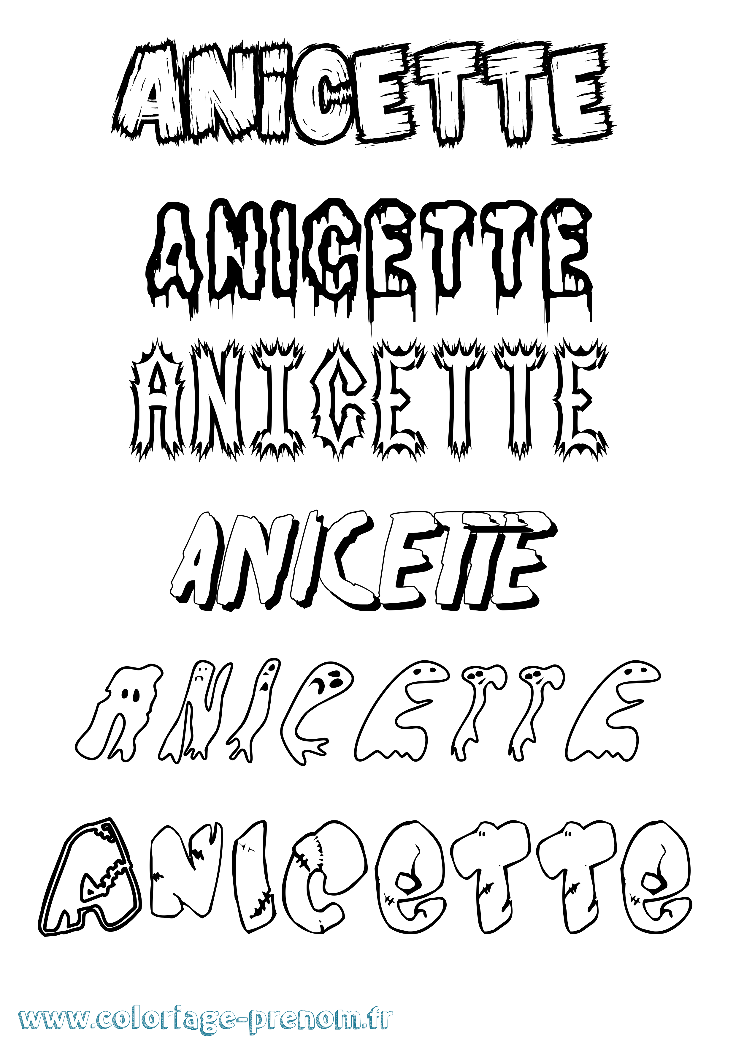 Coloriage Anicette Frisson Coloriage prénom Anicette Frisson