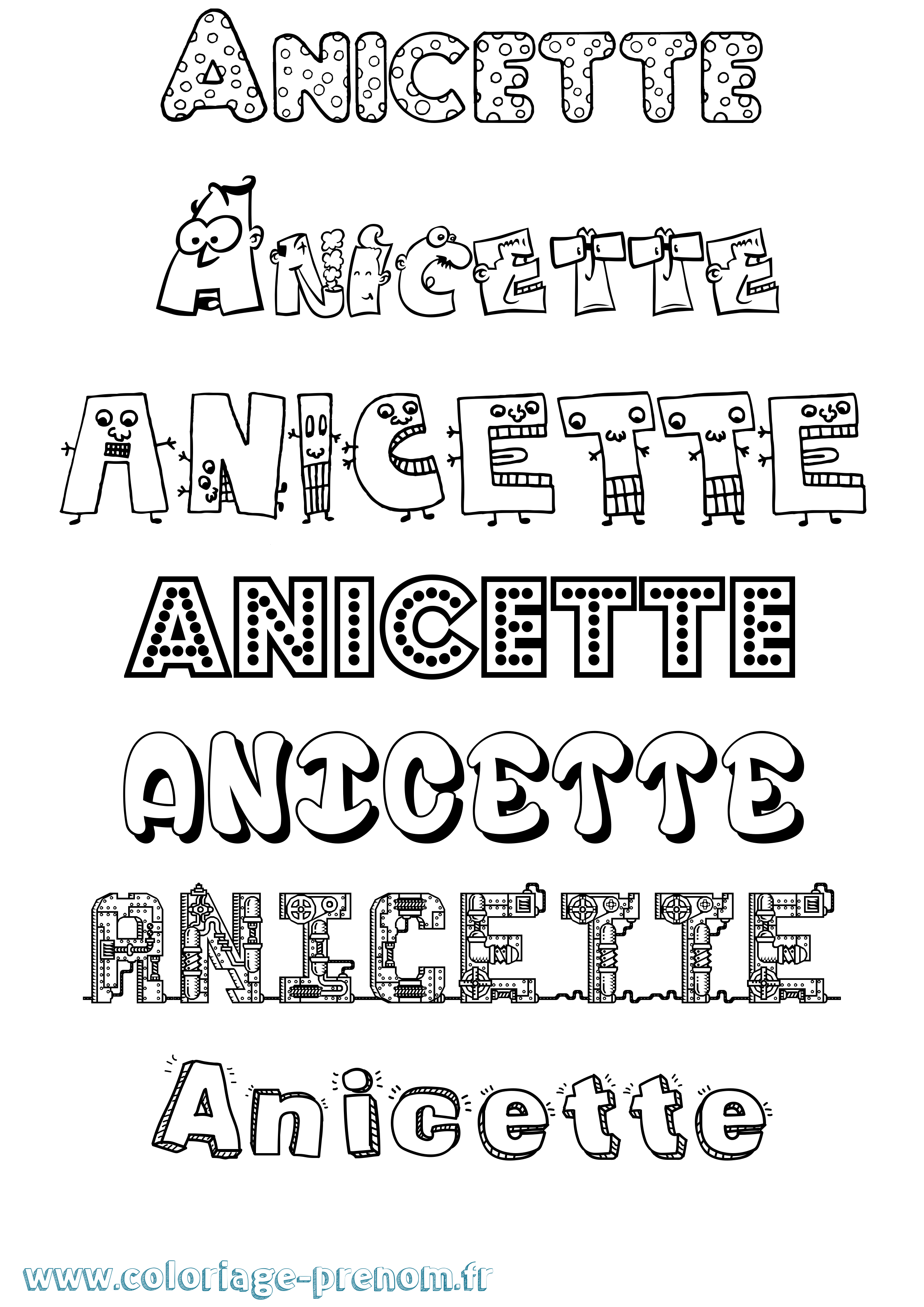 Coloriage Anicette Fun Coloriage prénom Anicette Fun