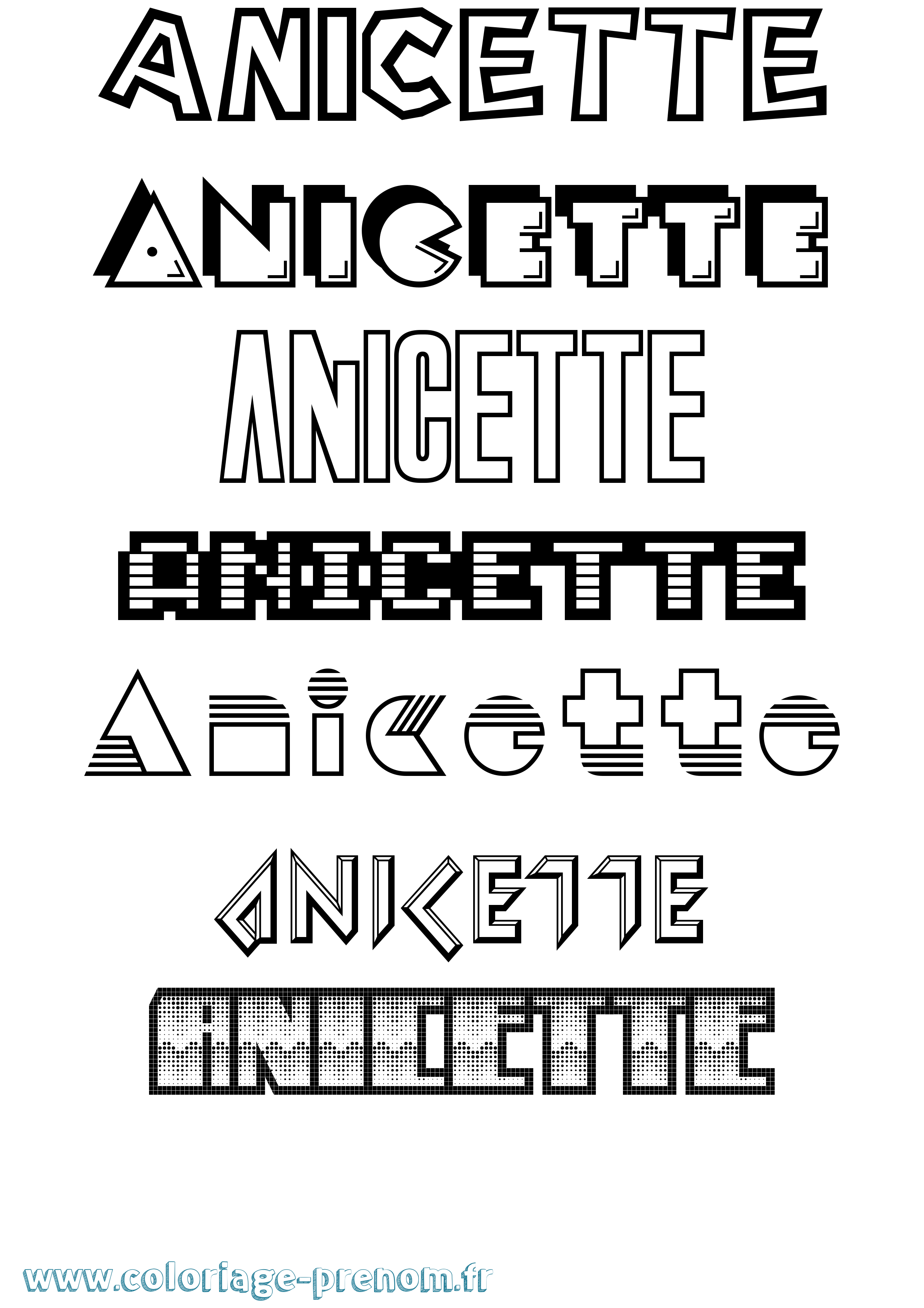 Coloriage Anicette Jeux Vidéos Coloriage prénom Anicette Jeux Vidéos