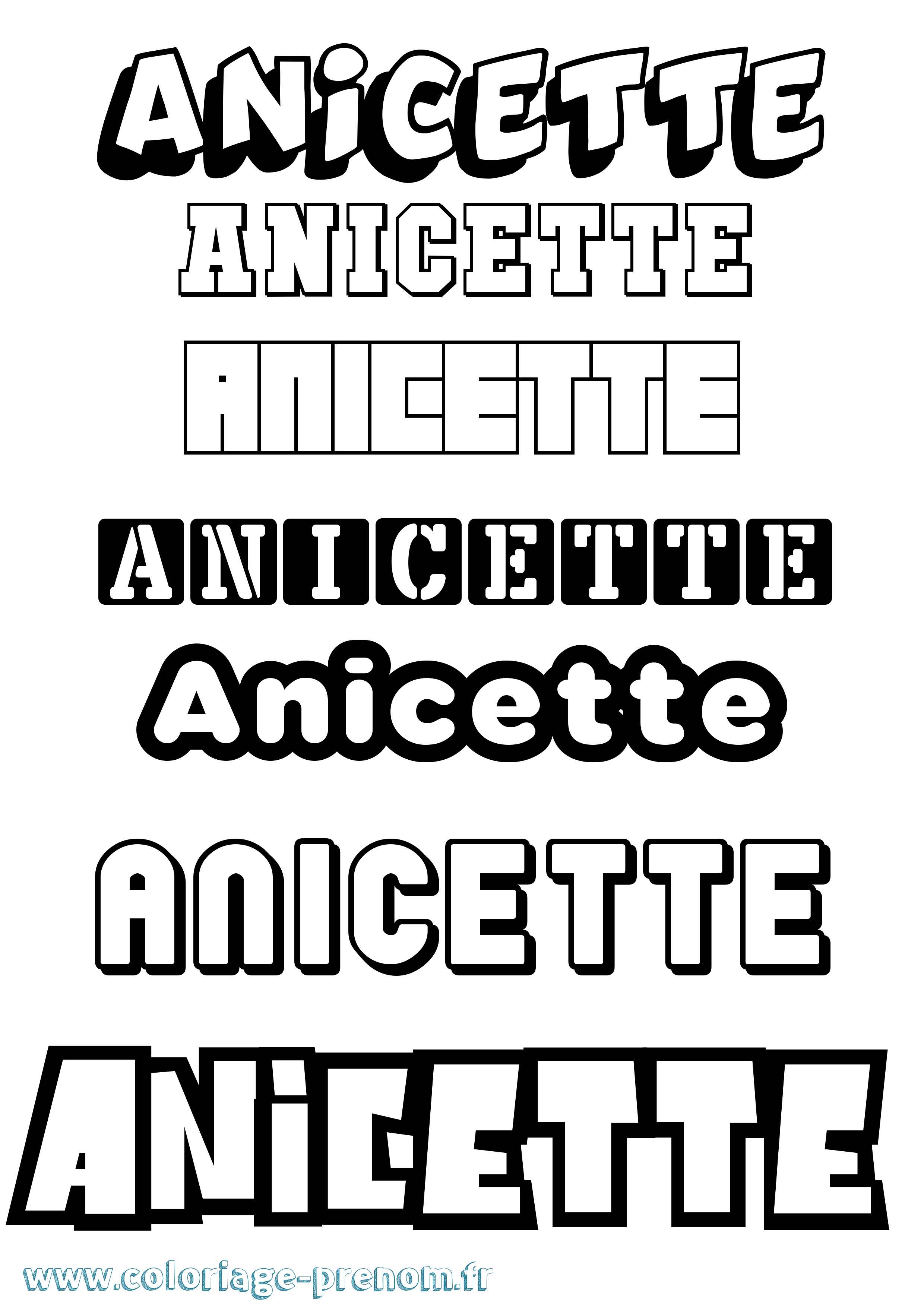 Coloriage Anicette Simple Coloriage prénom Anicette Simple