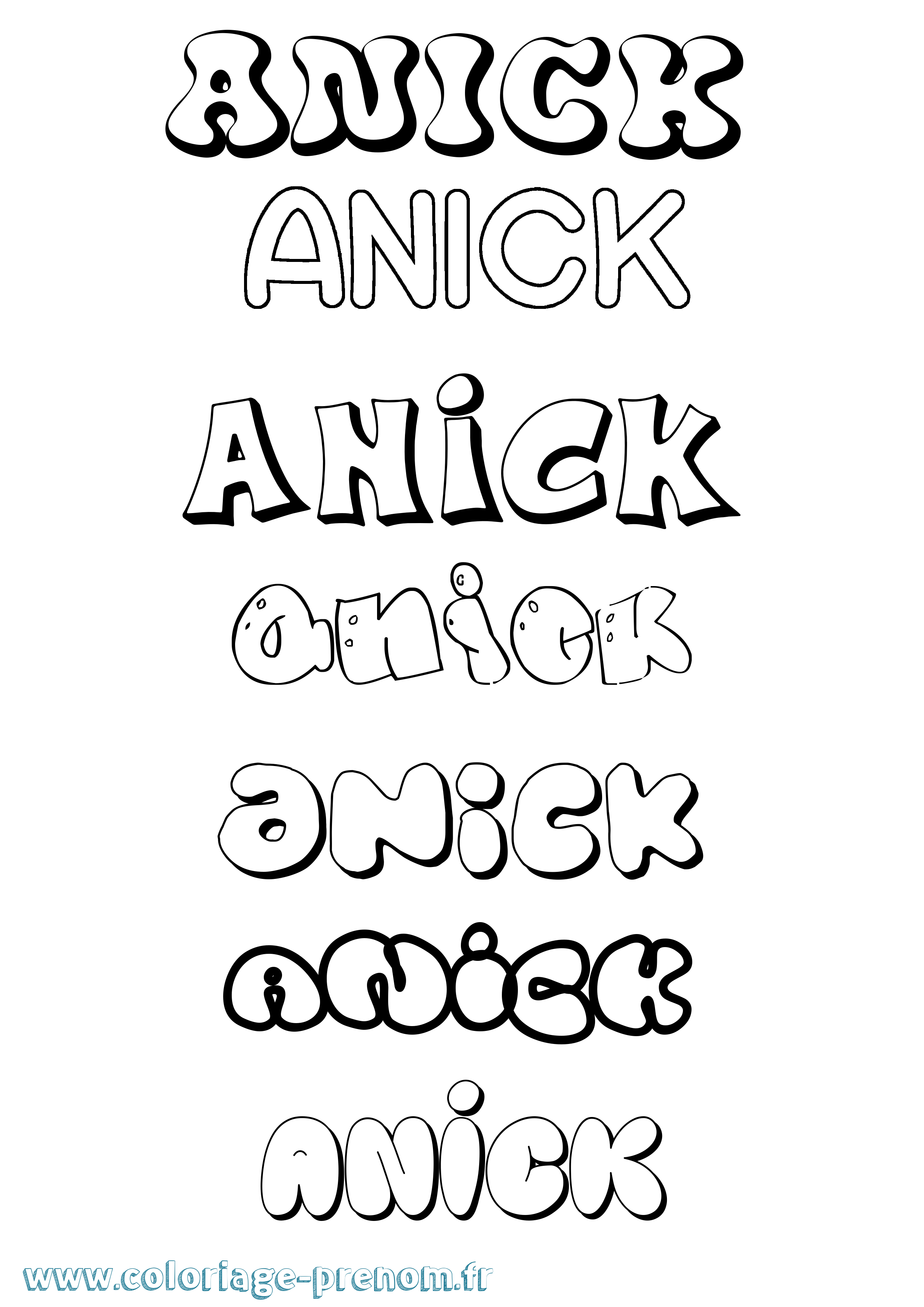 Coloriage Anick Bubble Coloriage prénom Anick Bubble