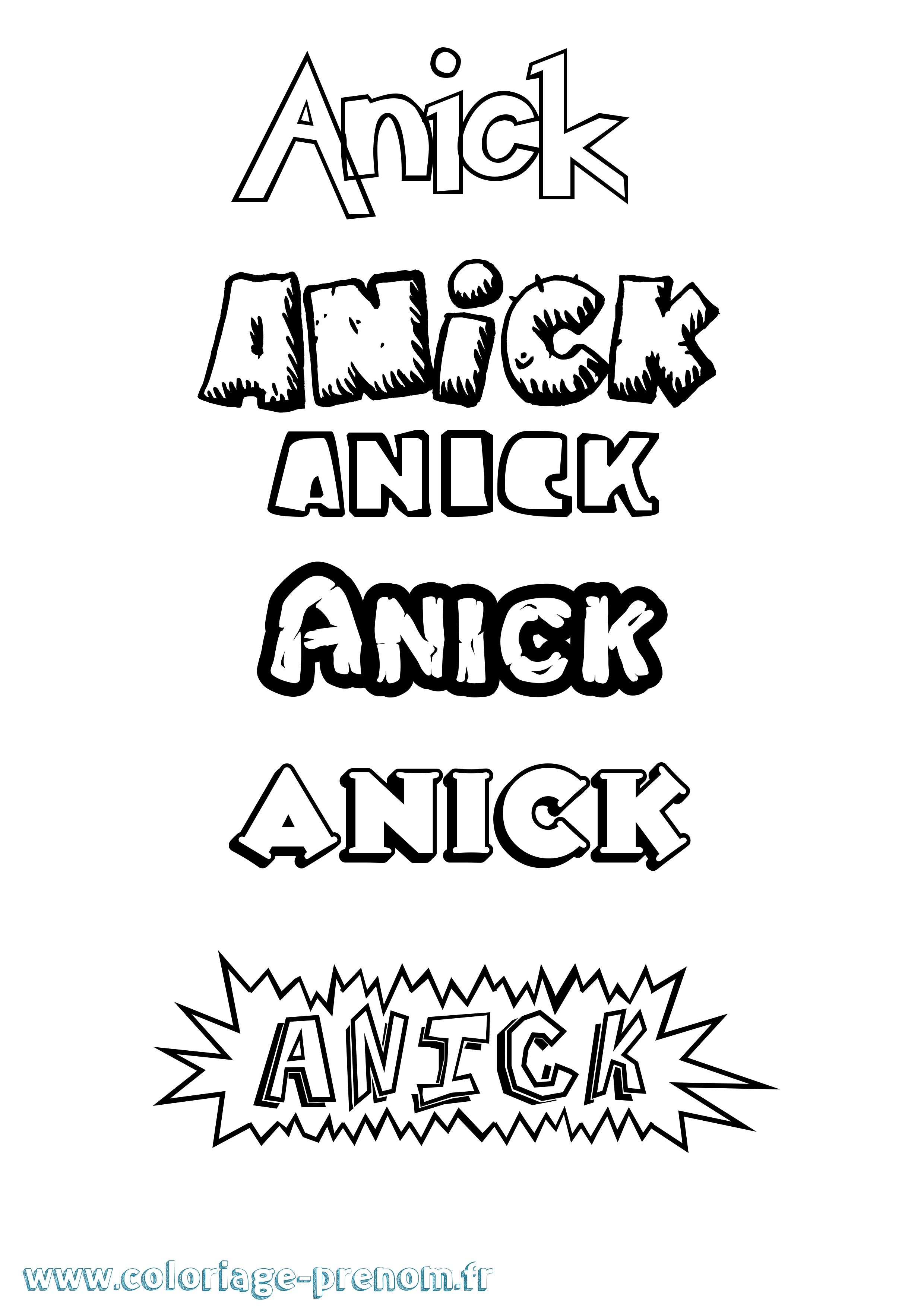 Coloriage Anick Dessin Animé Coloriage prénom Anick Dessin Animé