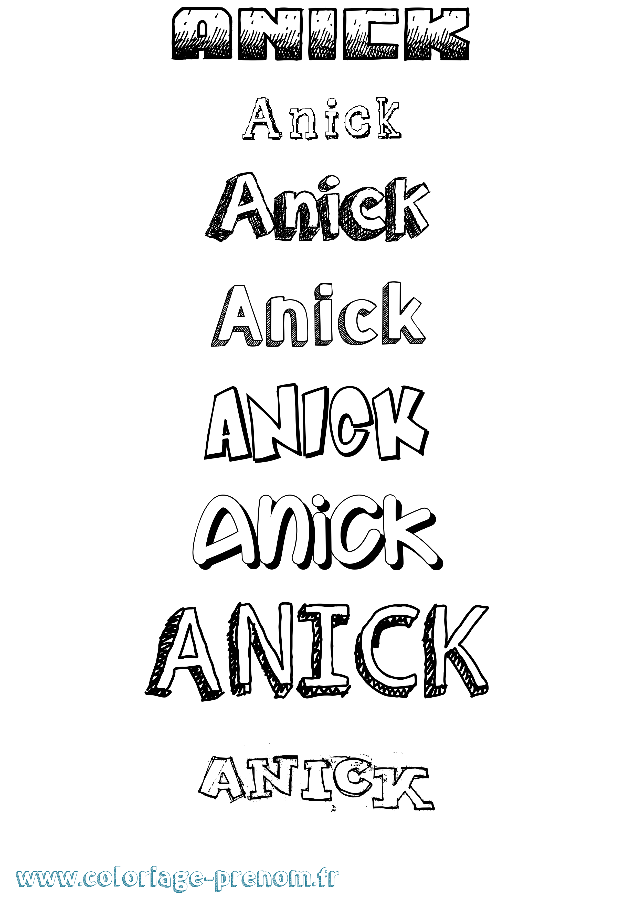 Coloriage Anick Dessiné Coloriage prénom Anick Dessiné