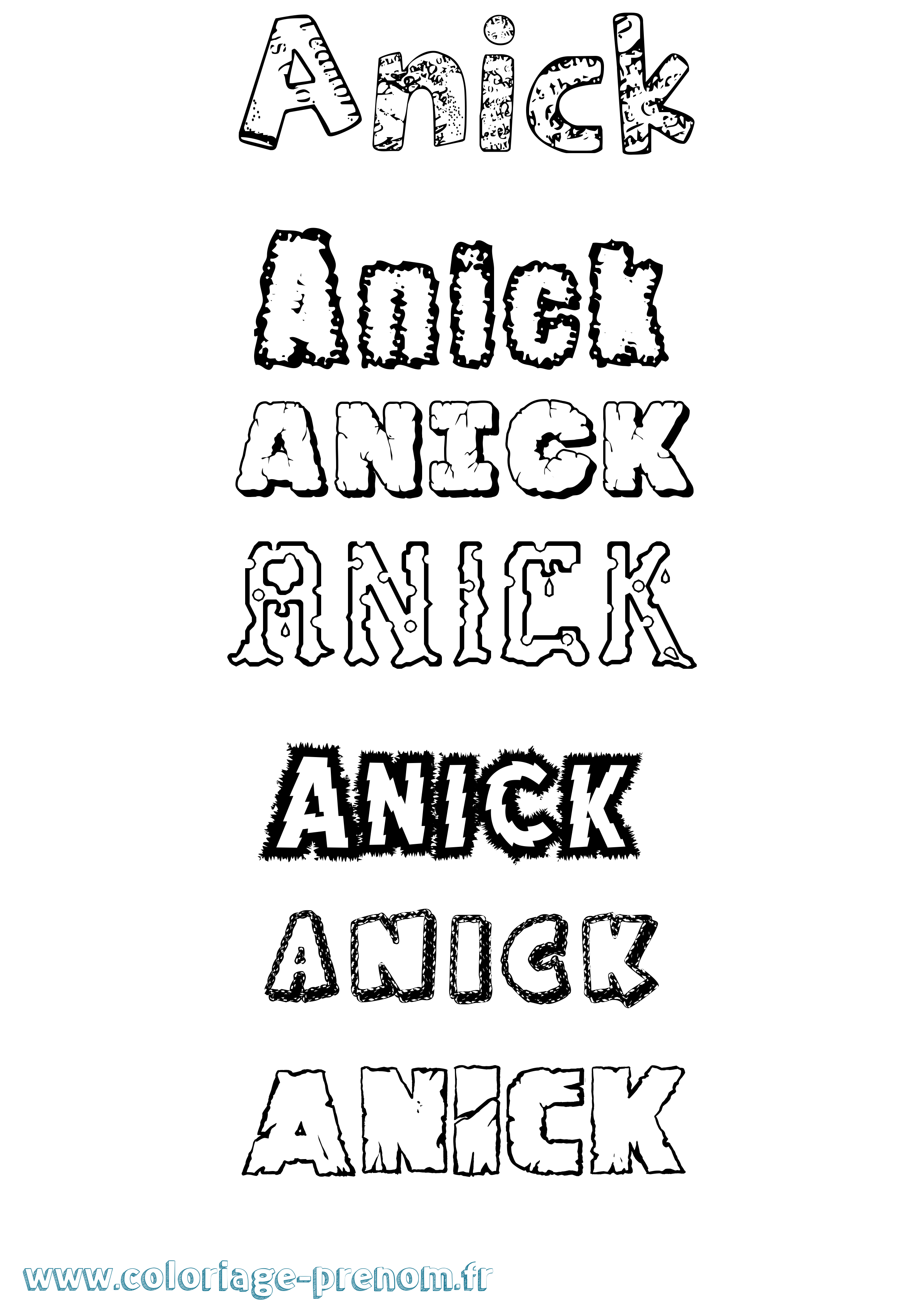 Coloriage Anick Destructuré Coloriage prénom Anick Destructuré