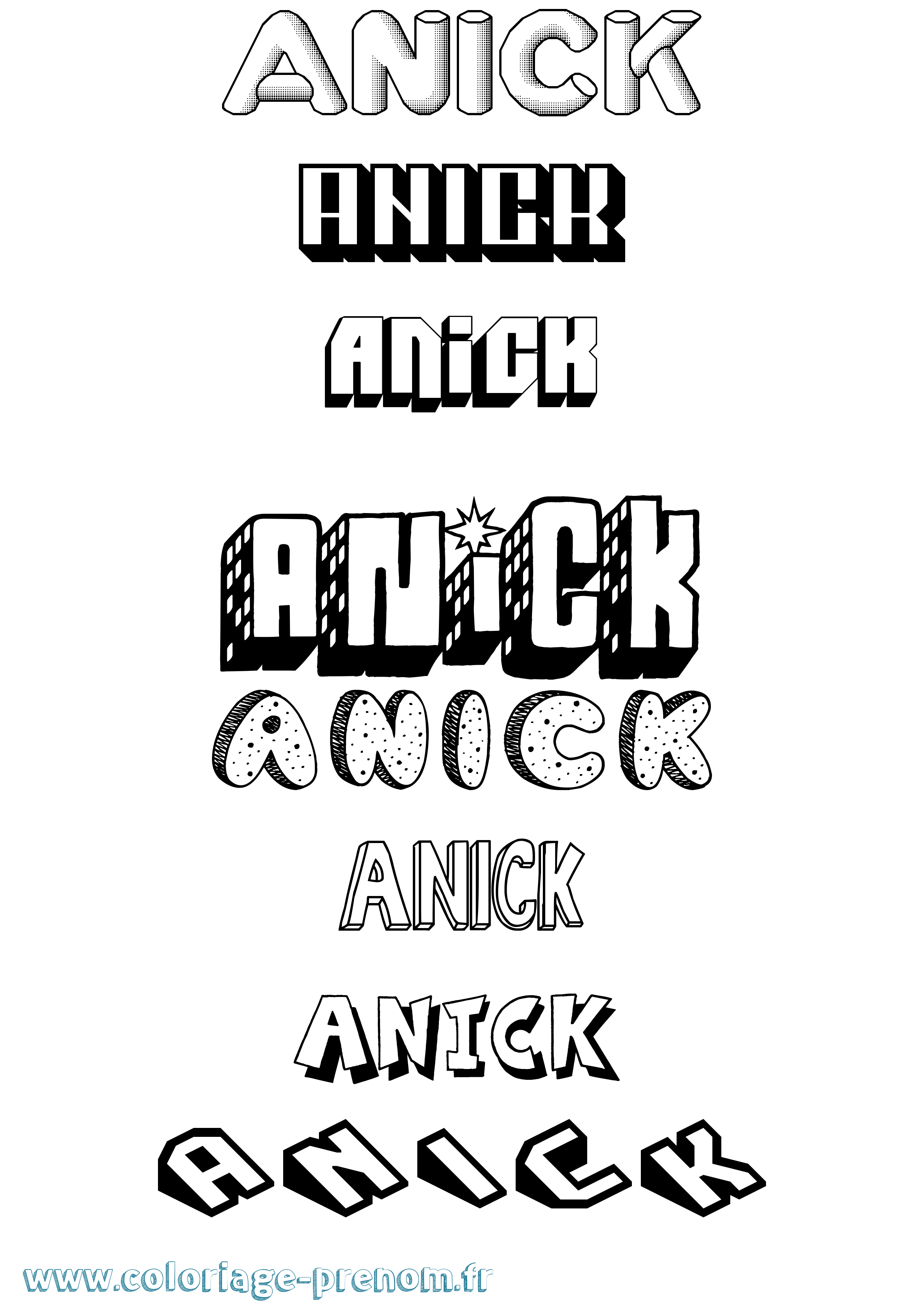 Coloriage Anick Effet 3D Coloriage prénom Anick Effet 3D