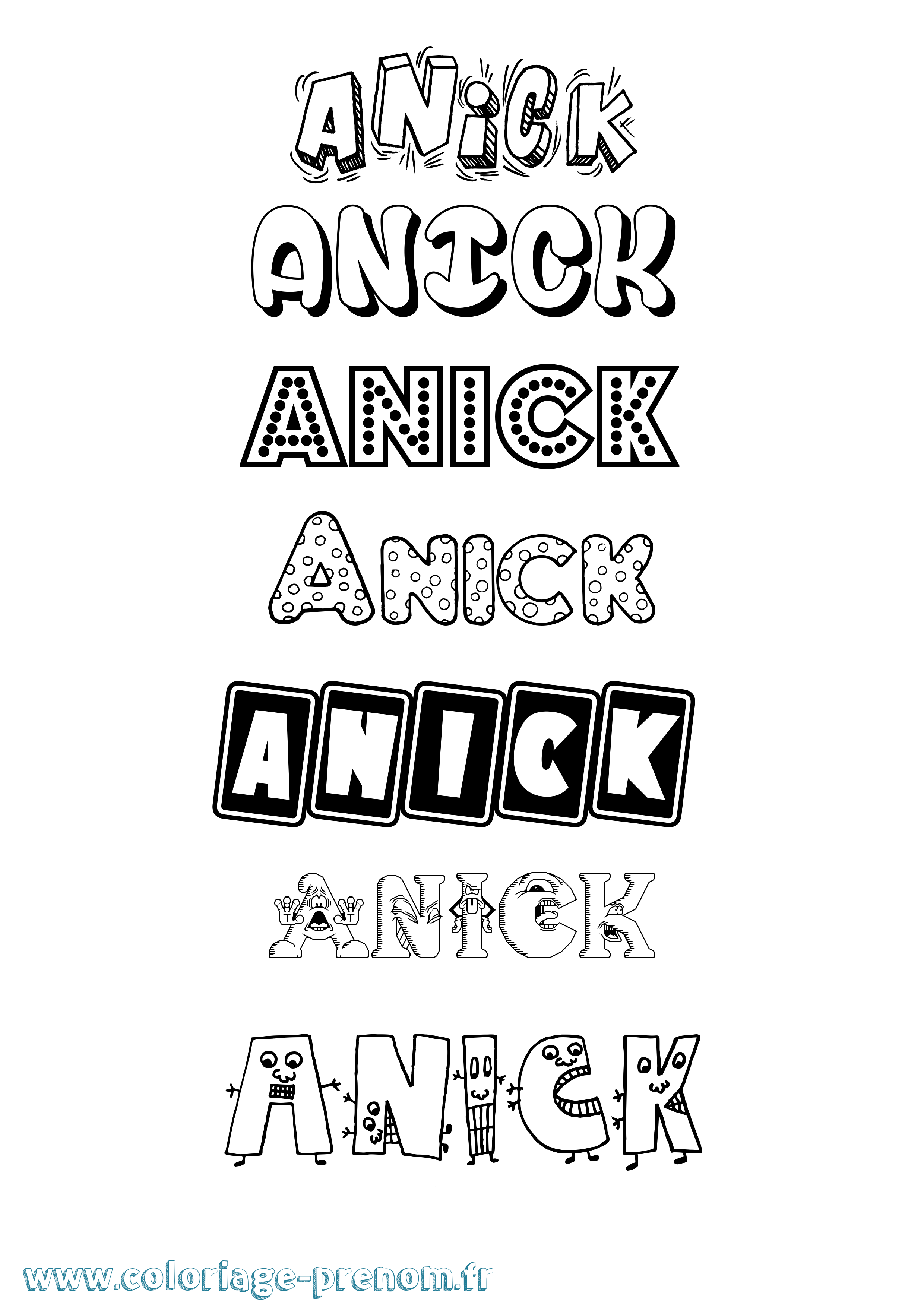 Coloriage Anick Fun Coloriage prénom Anick Fun