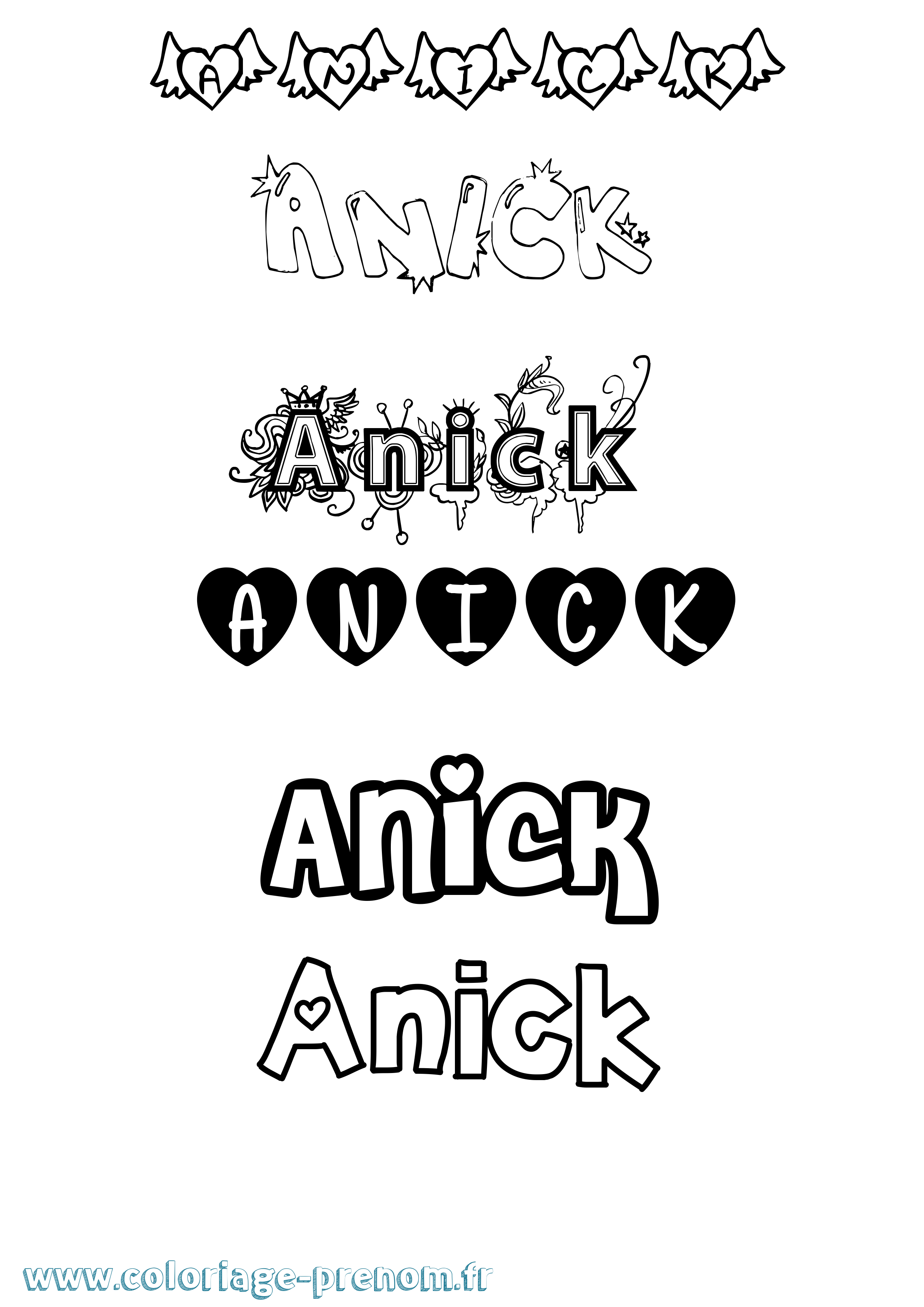 Coloriage Anick Girly Coloriage prénom Anick Girly