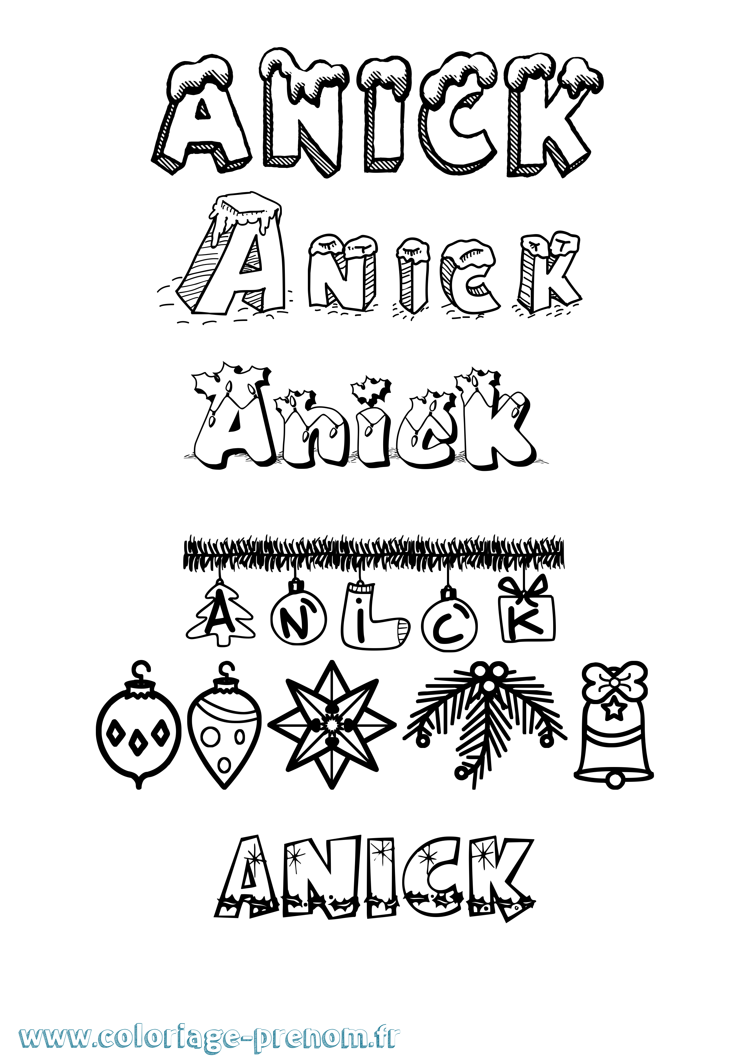 Coloriage Anick Noël Coloriage prénom Anick Noël