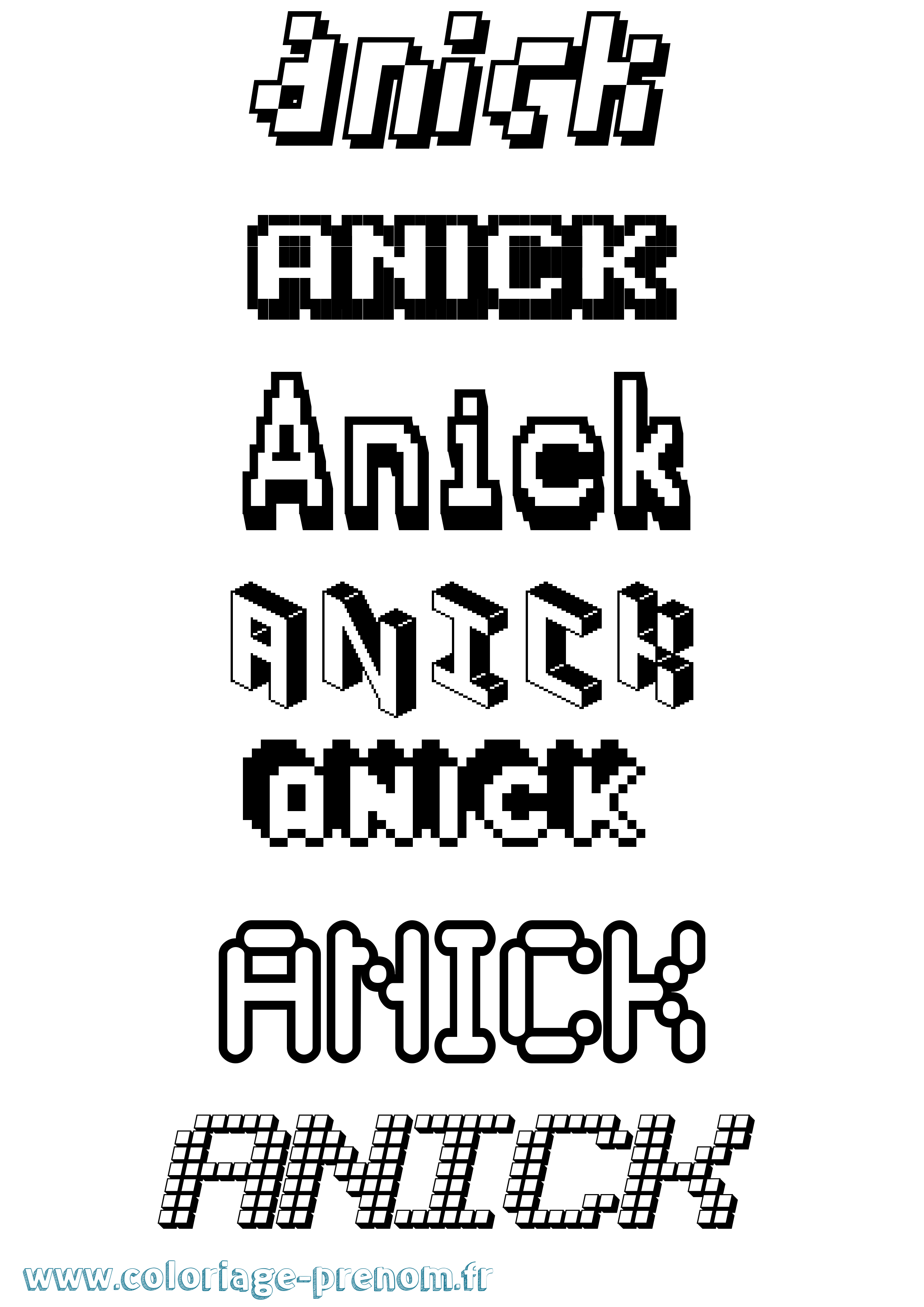Coloriage Anick Pixel Coloriage prénom Anick Pixel
