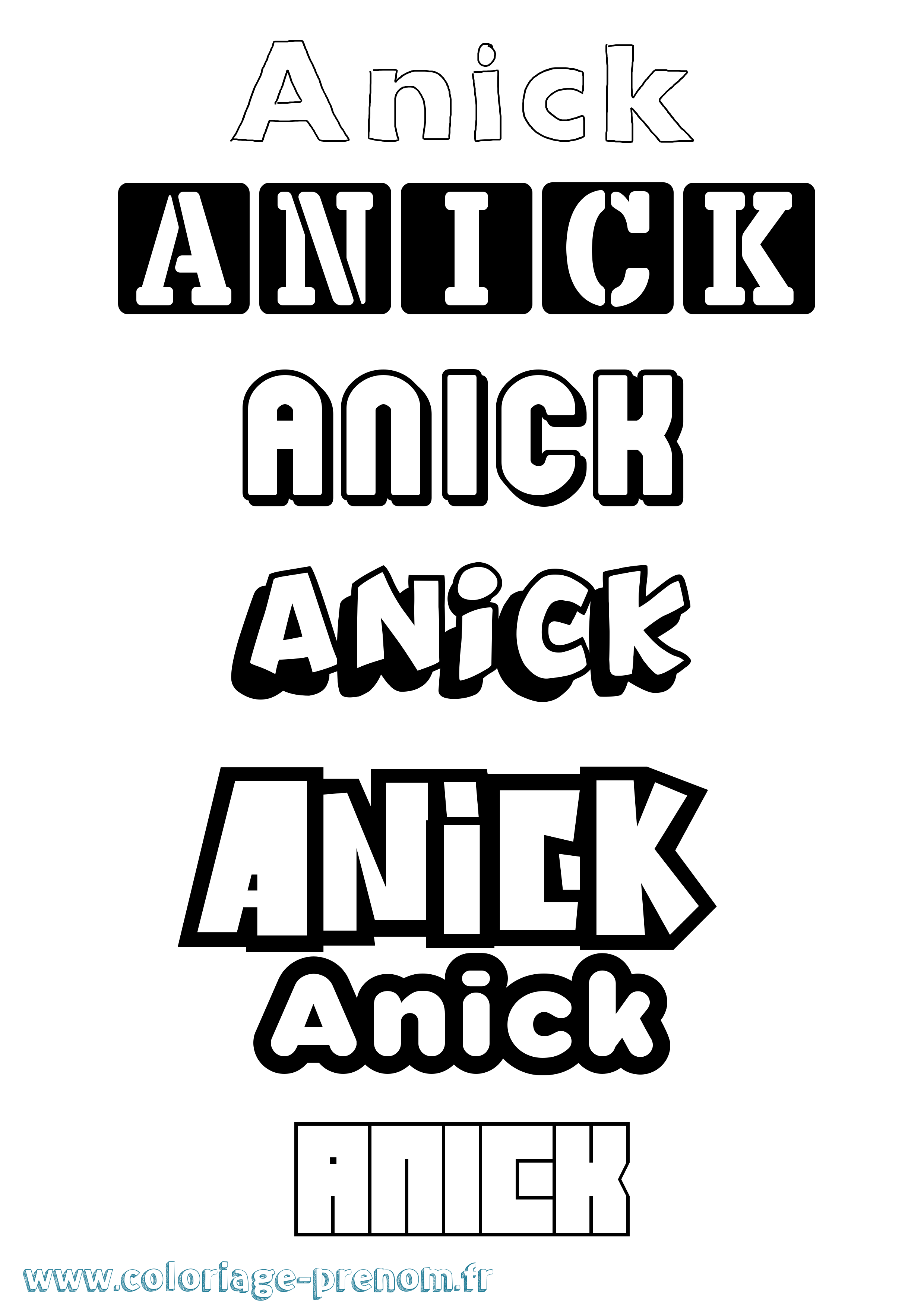 Coloriage Anick Simple Coloriage prénom Anick Simple