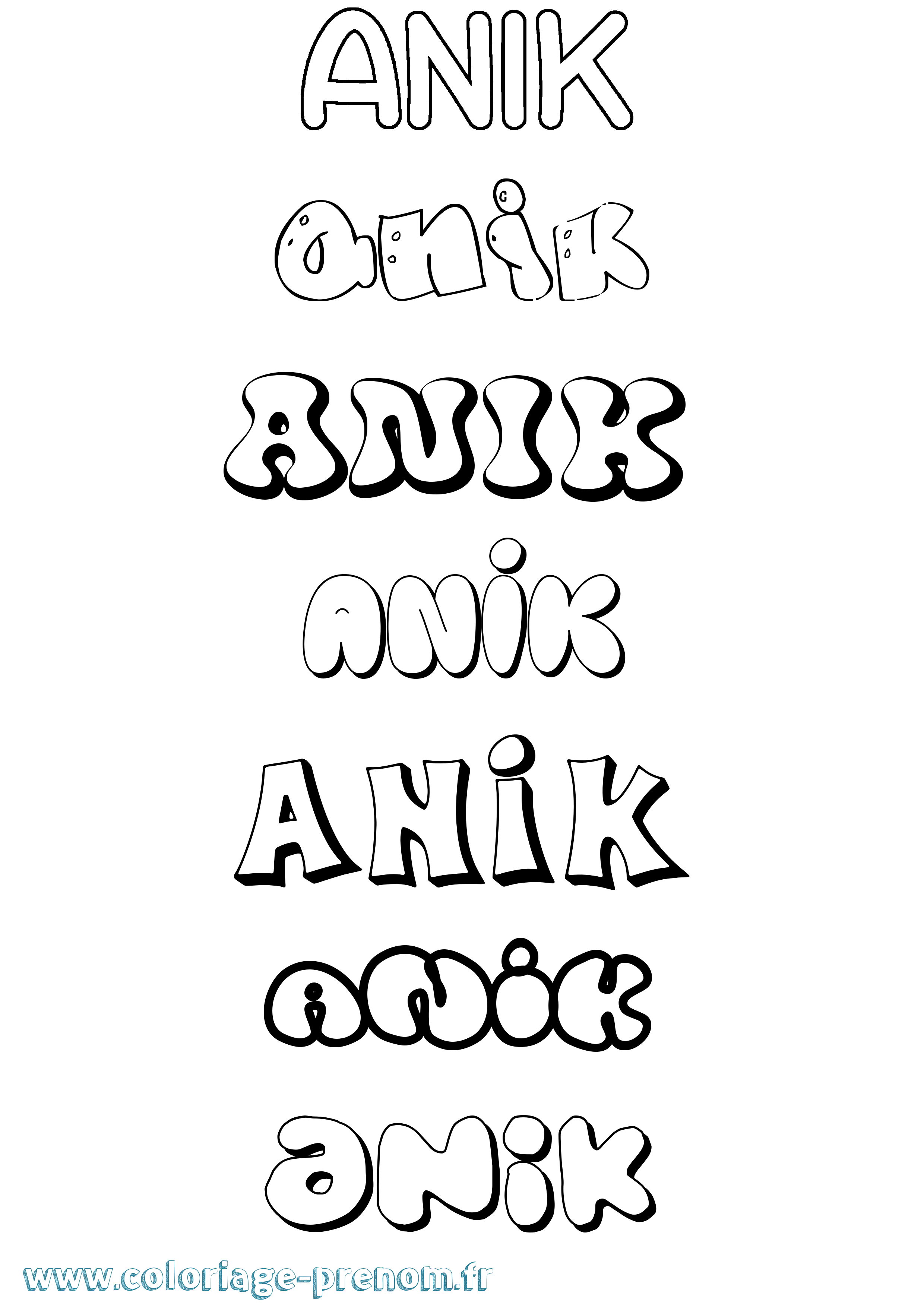 Coloriage Anik Bubble Coloriage prénom Anik Bubble