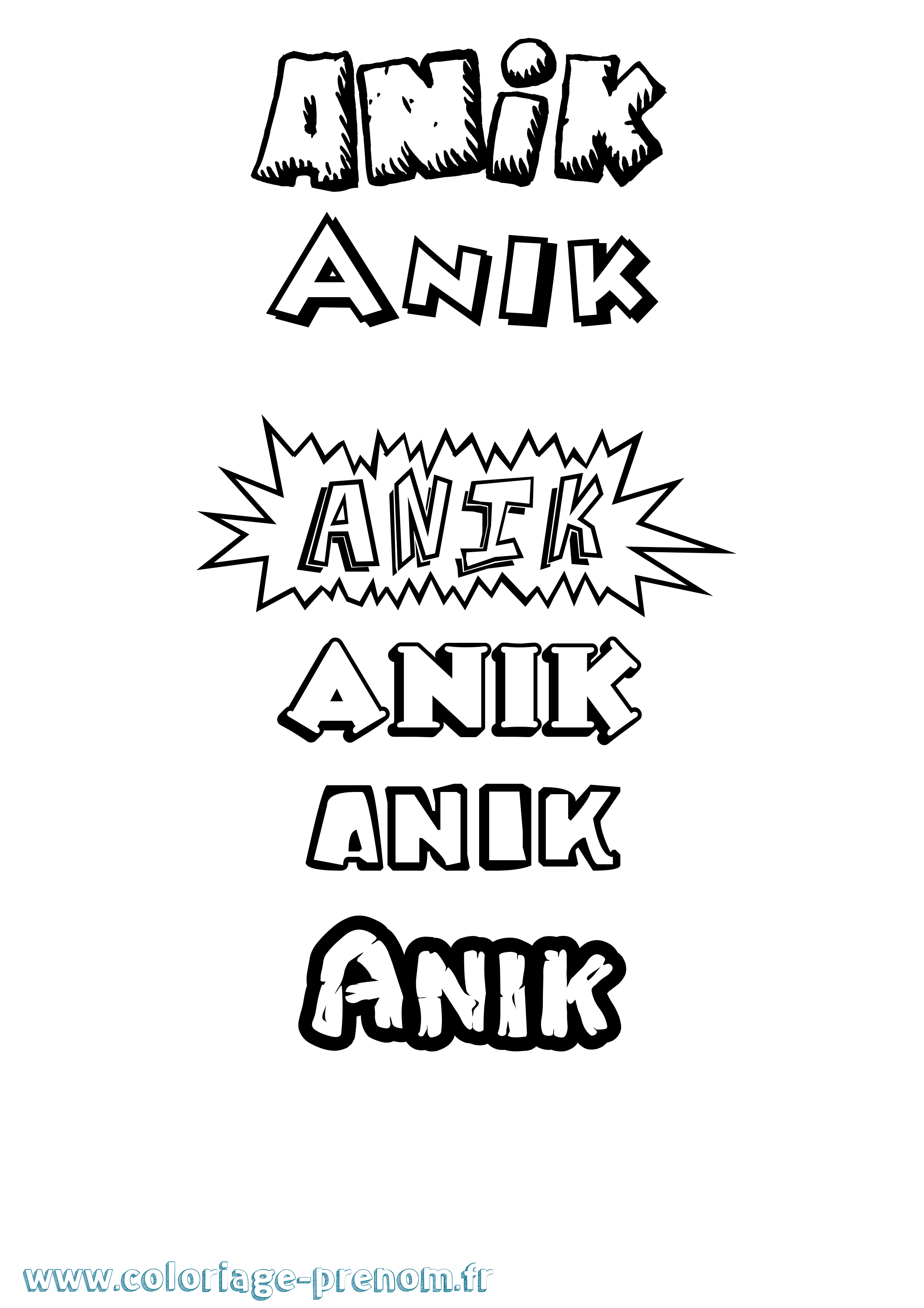 Coloriage Anik Dessin Animé Coloriage prénom Anik Dessin Animé