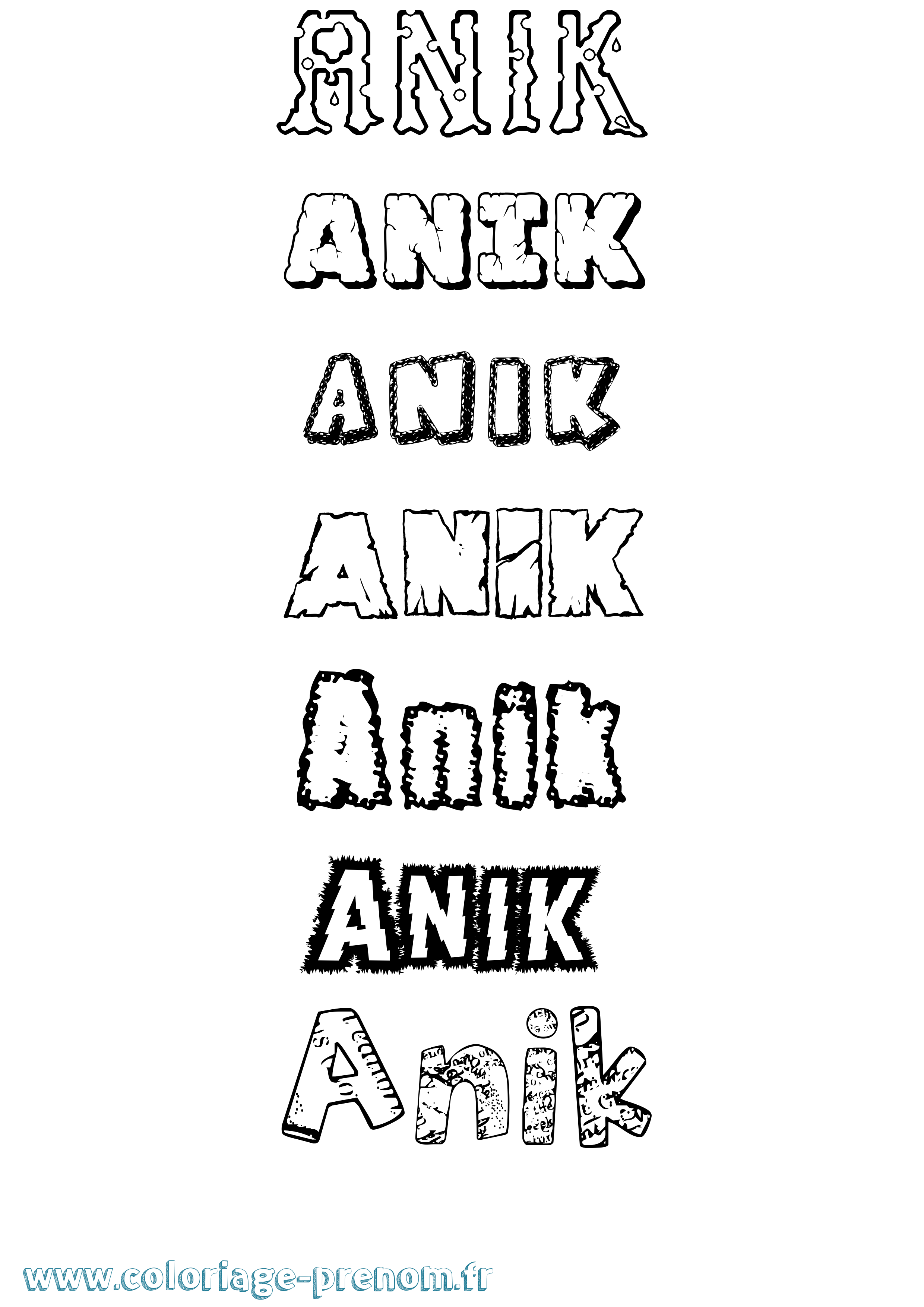 Coloriage Anik Destructuré Coloriage prénom Anik Destructuré