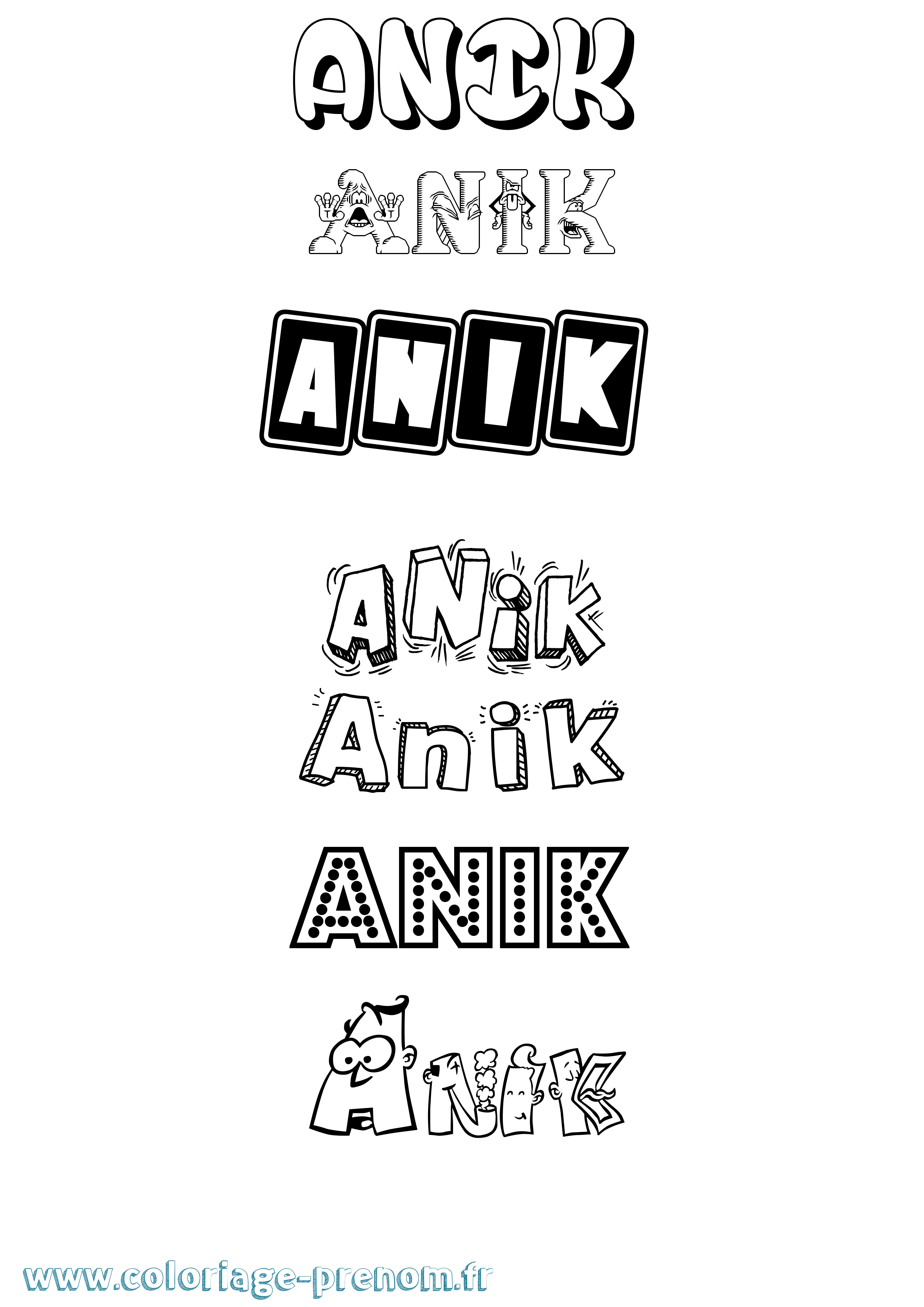 Coloriage Anik Fun Coloriage prénom Anik Fun