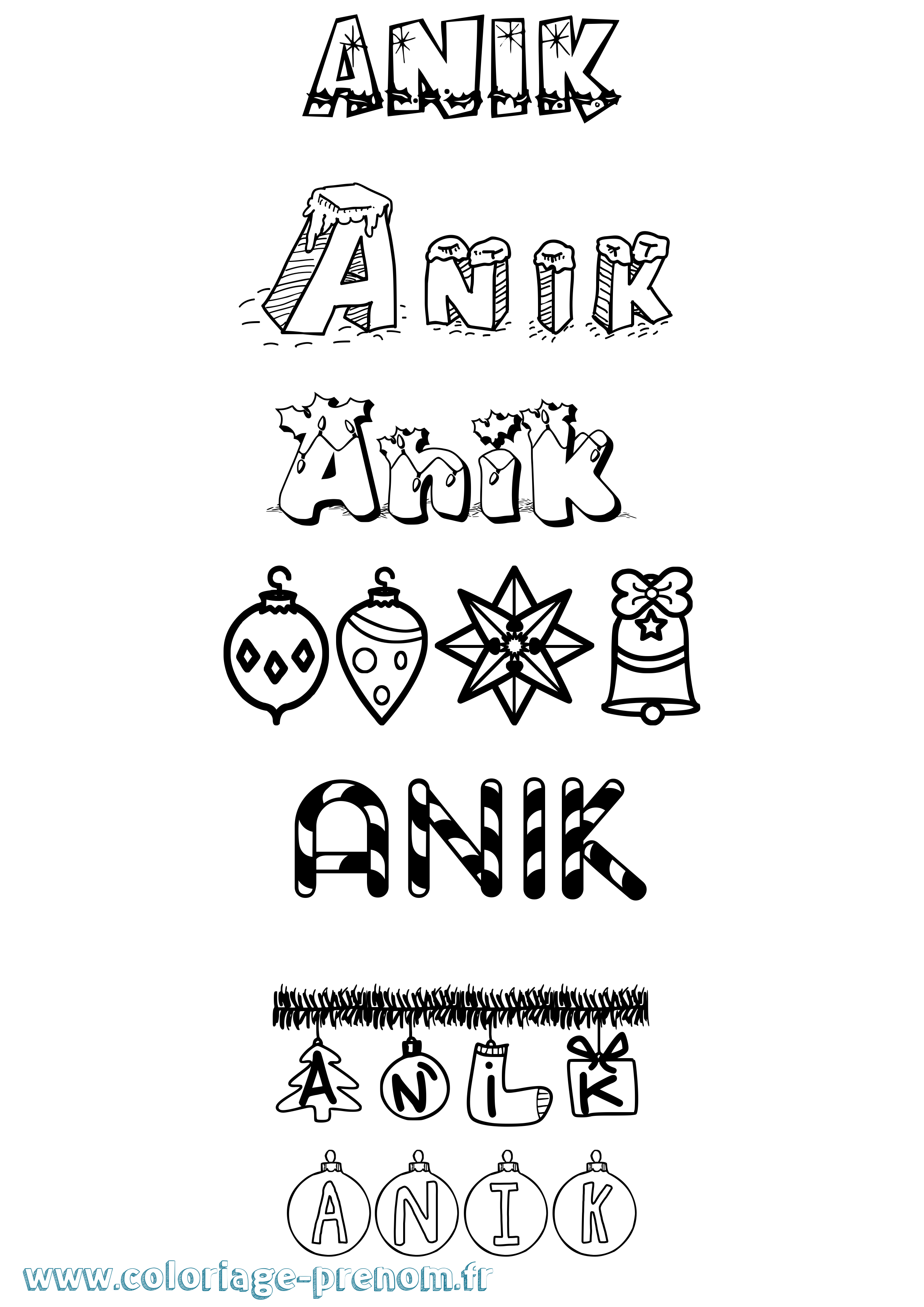 Coloriage Anik Noël Coloriage prénom Anik Noël