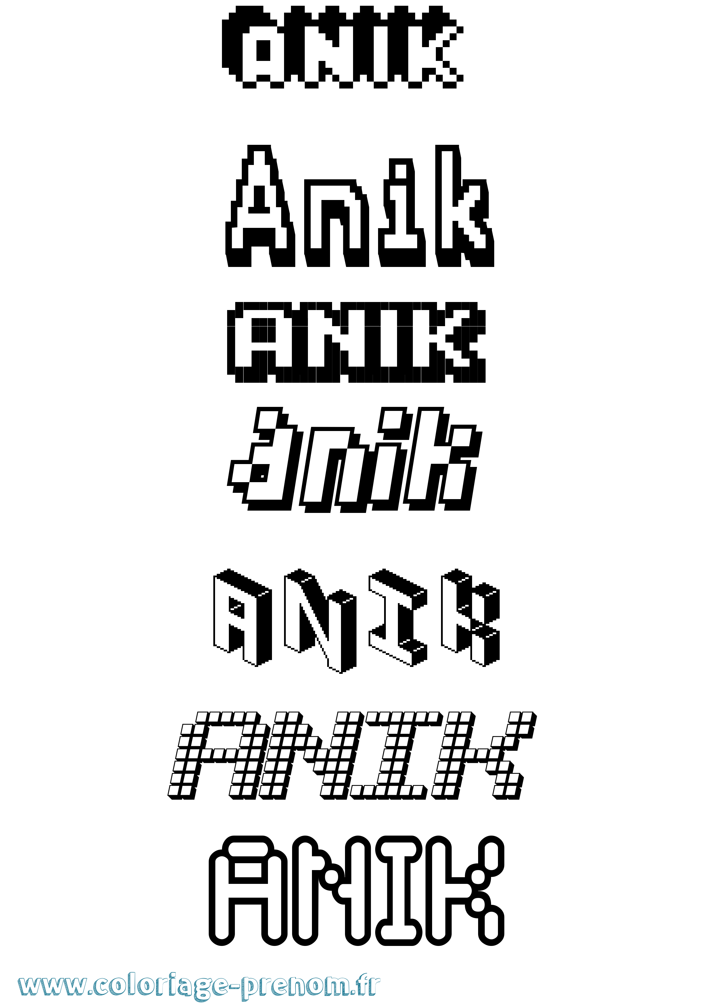 Coloriage Anik Pixel Coloriage prénom Anik Pixel