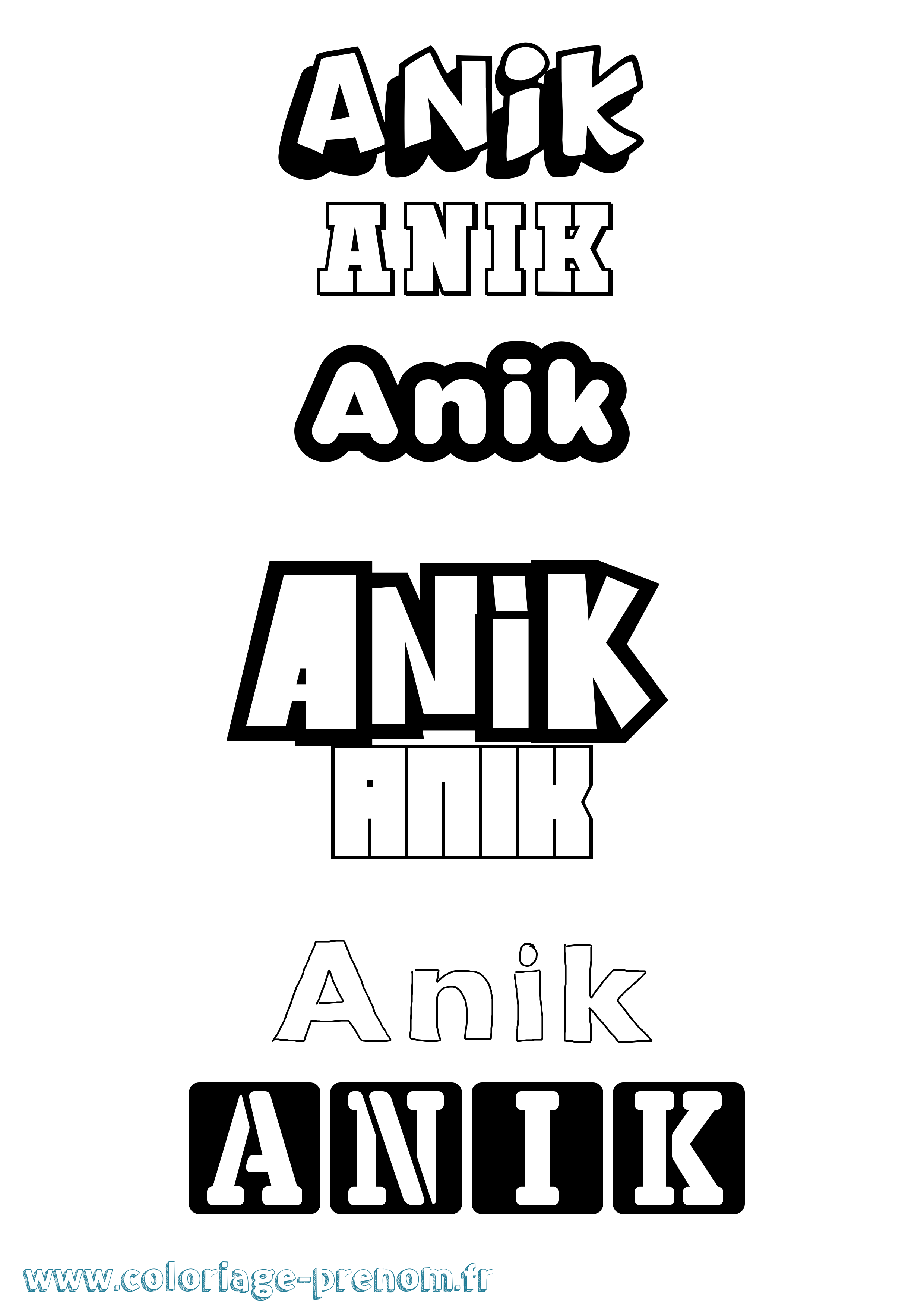 Coloriage Anik Simple Coloriage prénom Anik Simple