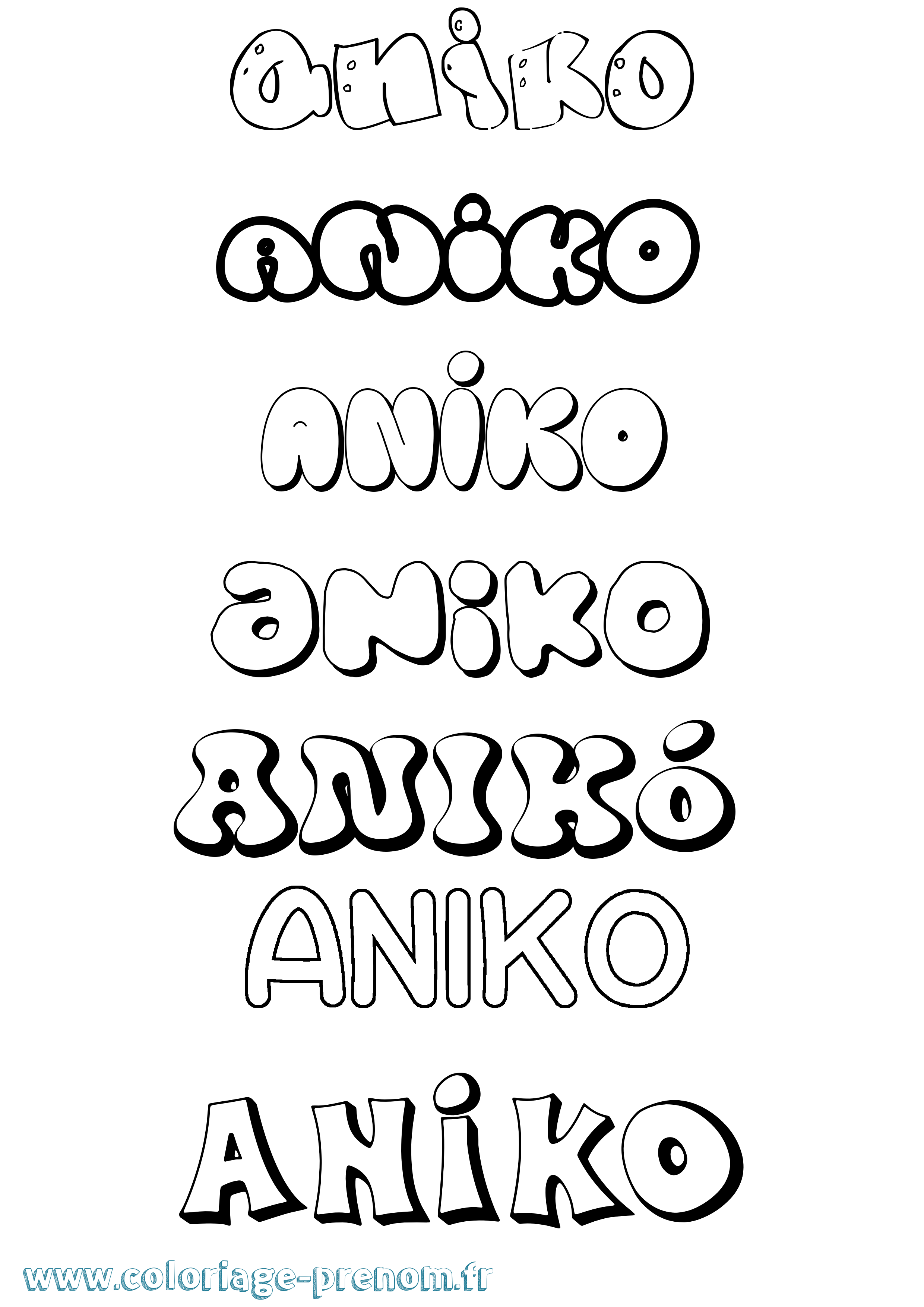 Coloriage Anikó Bubble Coloriage prénom Anikó Bubble