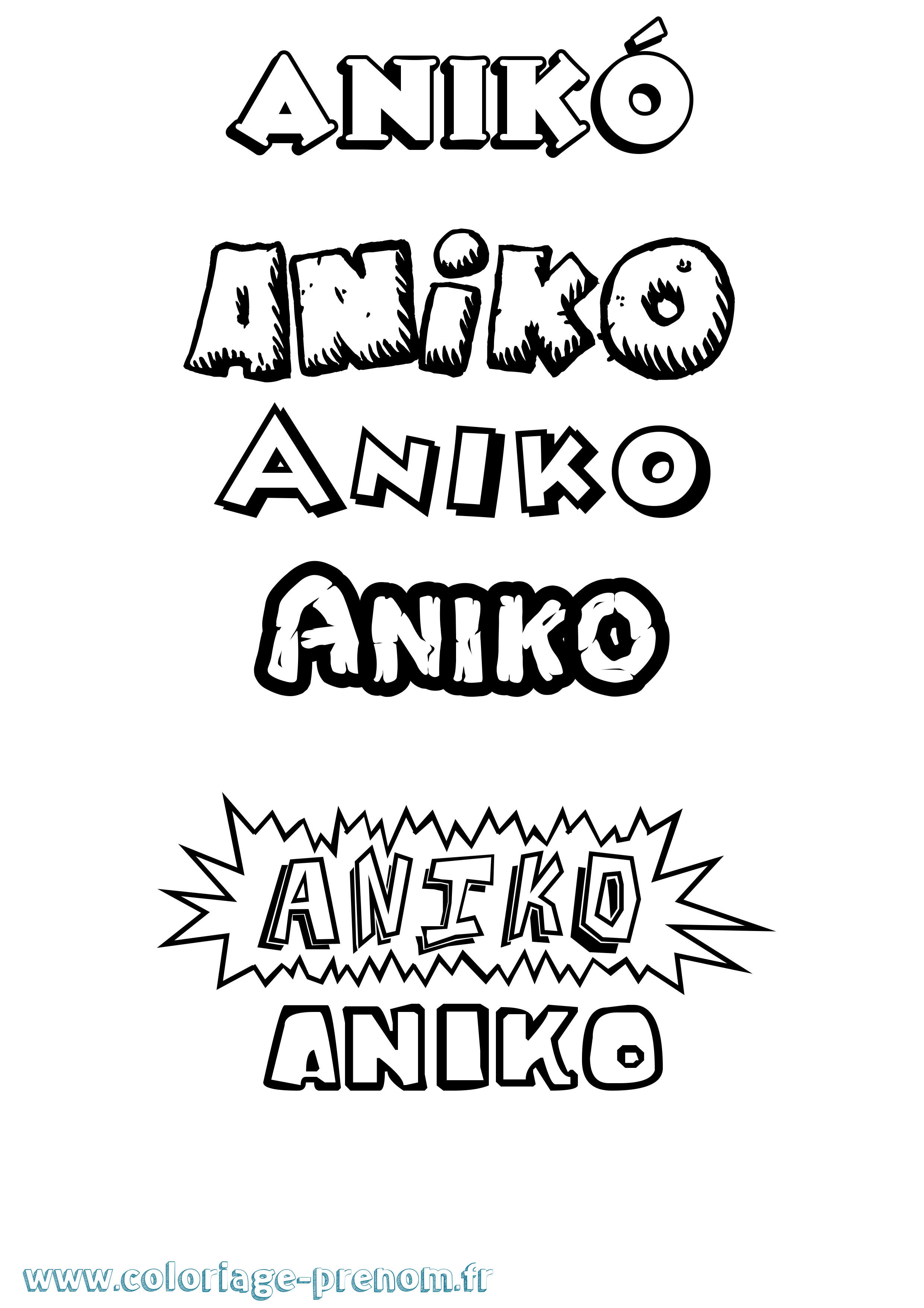 Coloriage Anikó Dessin Animé Coloriage prénom Anikó Dessin Animé